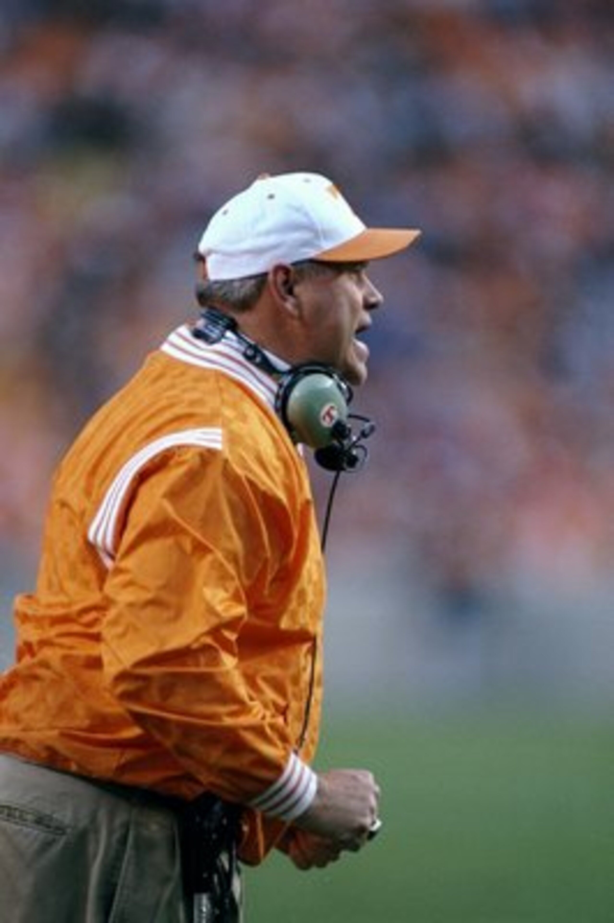 21 Nov 1998:  Head coach Phillip Fullmer of the Tennessee Volunteers looks on during the game against the Kentucky Wildcats at the Neyland Stadium in Knoxville, Tennessee. The Volunteers defeated the Wildcats 59-21. Mandatory Credit: Scott Halleran  /Alls