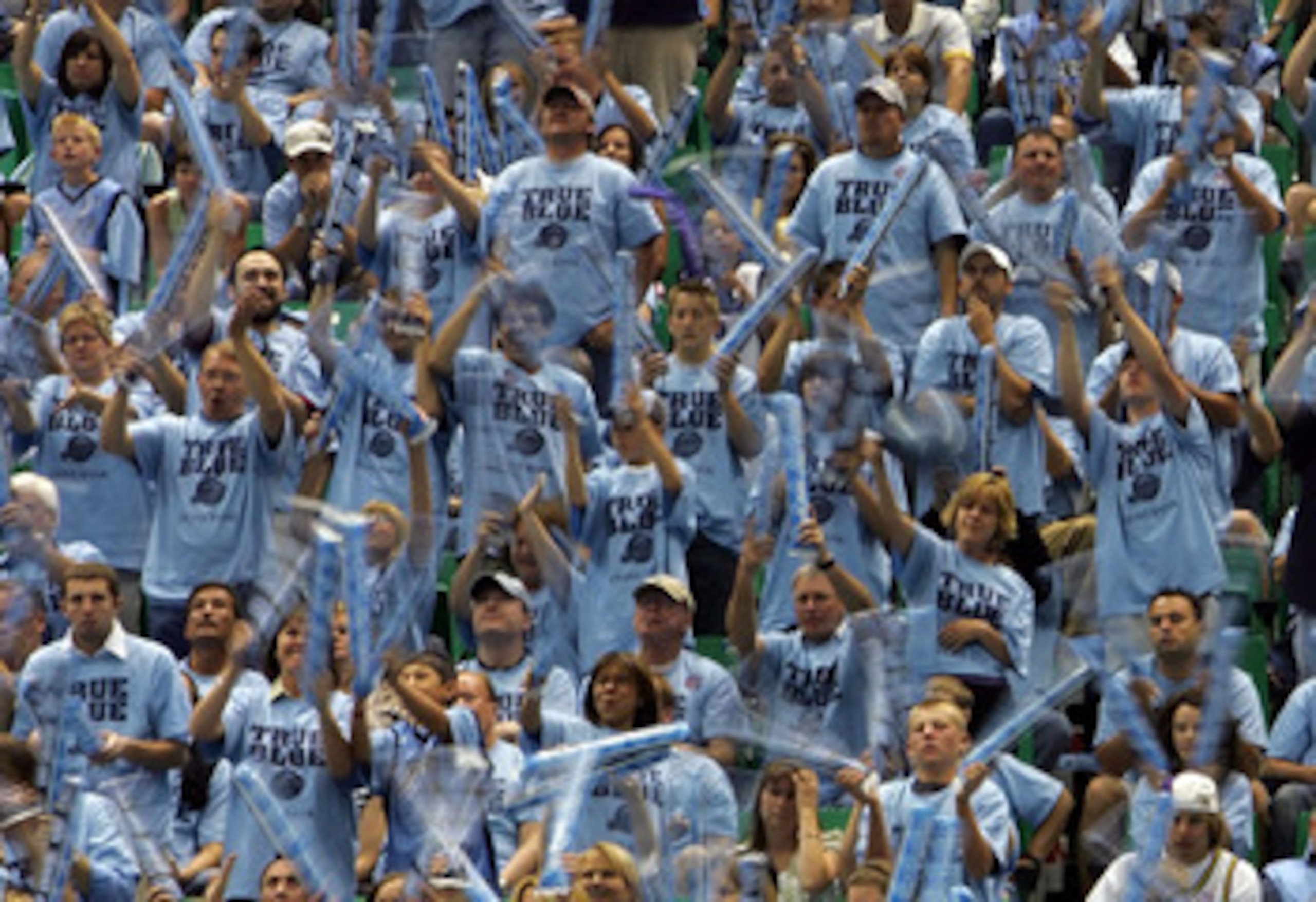 SALT LAKE CITY - MAY 26:  Utah Jazz fans cheer on their team against the San Antonio Spurs in the second quarter of Game Three of the Western Conference Finals during the 2007 NBA Playoffs at the EnergySolutions Arena on May 26, 2007 in Salt Lake City, Ut