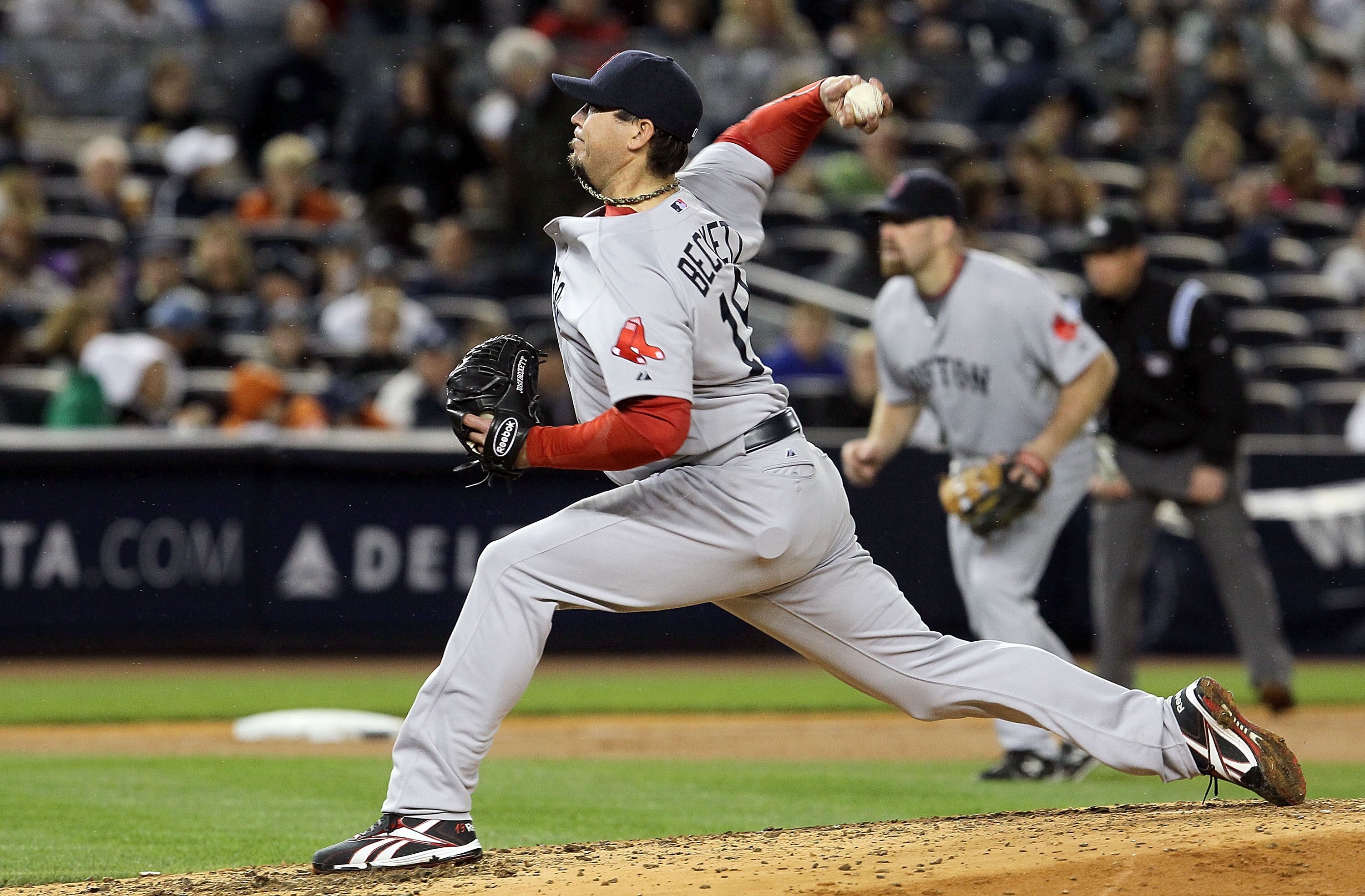 NEW YORK, NY - MAY 14: Josh Beckett #19 of the Boston Red Sox delivers a pitch against the New York Yankees on May 14, 2011 at Yankee Stadium in the Bronx borough of New York City. (Photo by Jim McIsaac/Getty Images) NEW YORK, NY - MAY 14: Josh Beckett #19 of the Boston Red Sox delivers a pitch against the New York Yankees on May 14, 2011 at Yankee Stadium in the Bronx borough of New York City. (Photo by Jim McIsaac/Getty Images)