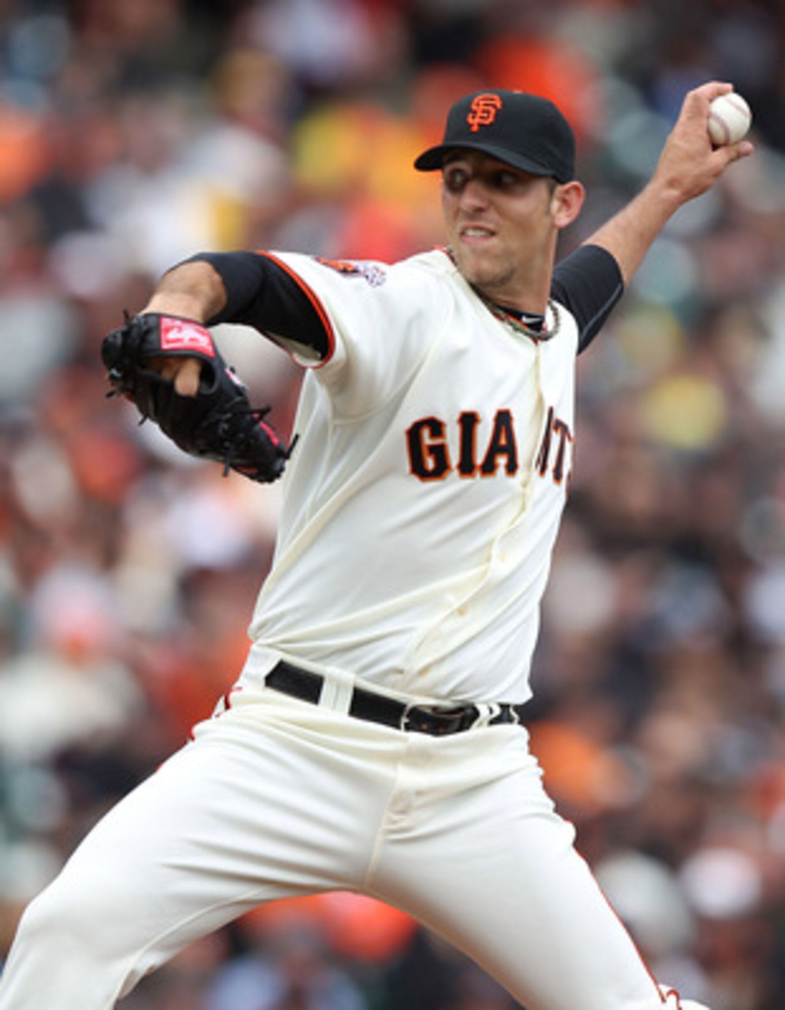 SAN FRANCISCO, CA - JUNE 4:  Madison Bumgarner #40 of the San Francisco Giants pitches against the Colorado Rockies during an MLB game at AT&T Park on June 4, 2011 in San Francisco, California. (Photo by Jed Jacobsohn/Getty Images)
