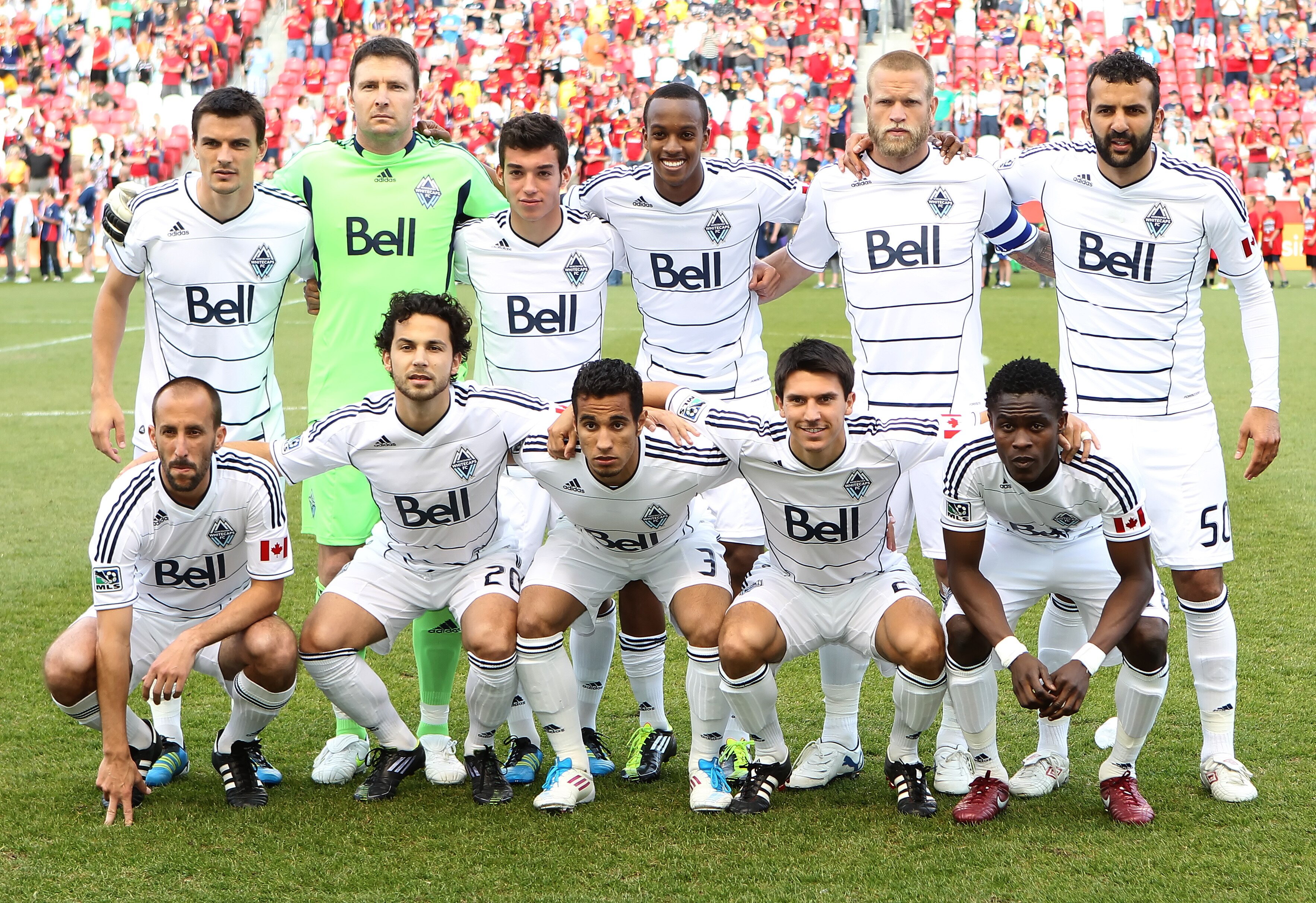 SANDY, UT - JUNE 4: Players of Vancouver Whitecaps pose for a team picture before a game against Real Salt Lake at an MLS soccer game June 4, 2011 at Rio Tinto Stadium in Sandy, Utah.(Photo by George Frey/Getty Images)