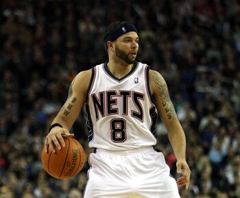 LONDON, ENGLAND - MARCH 04:  #8 Deron Williams of the Nets in action during the NBA match between New Jersey Nets and the Toronto Raptors at the O2 Arena on March 4, 2011 in London, England. NOTE TO USER: User expressly acknowledges and agrees that, by do