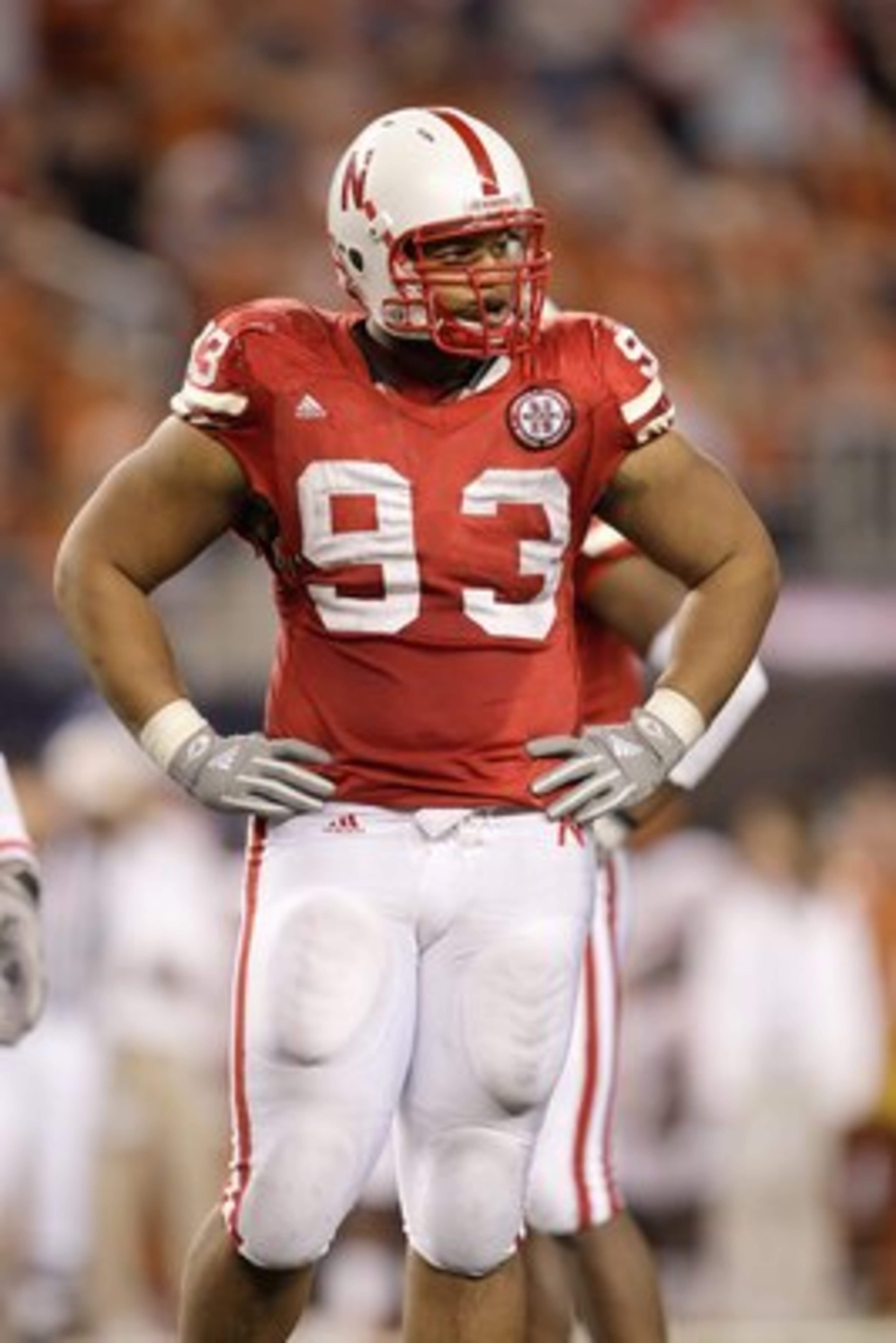 ARLINGTON, TX - DECEMBER 5: Ndamukong Suh #93 of the Nebraska Cornhuskers stands on the field during Big 12 Football Championship game against the Texas Longhorns at Cowboys Stadium on December 5, 2009 in Arlington, Texas. (Photo by Jamie Squire/Getty Ima