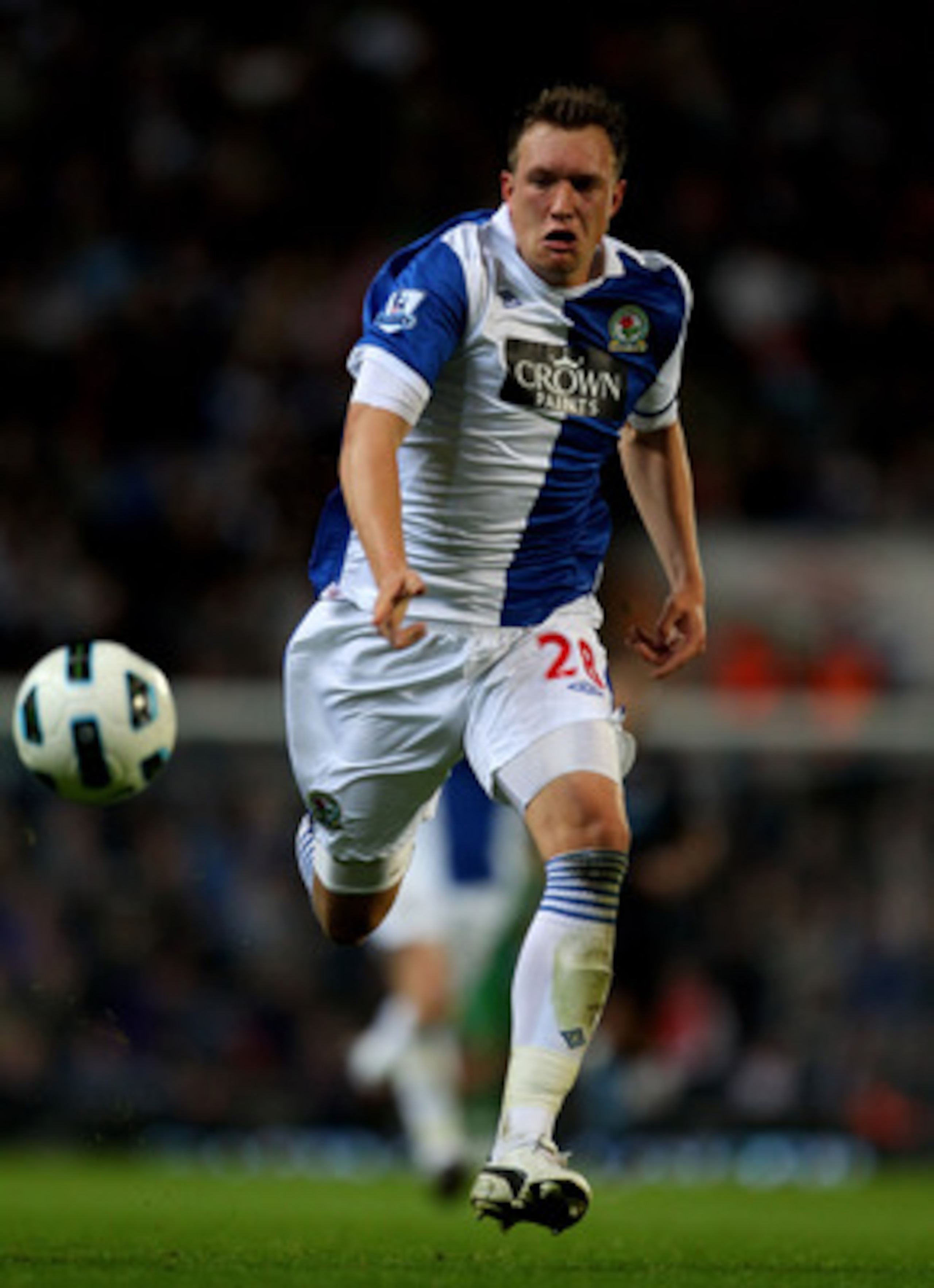 BLACKBURN, ENGLAND - APRIL 25:  Phil Jones of Blackburn Rovers in action during the Barclays Premier League match between Blackburn Rovers and Manchester City at Ewood Park on April 25, 2011 in Blackburn, England.  (Photo by Alex Livesey/Getty Images)