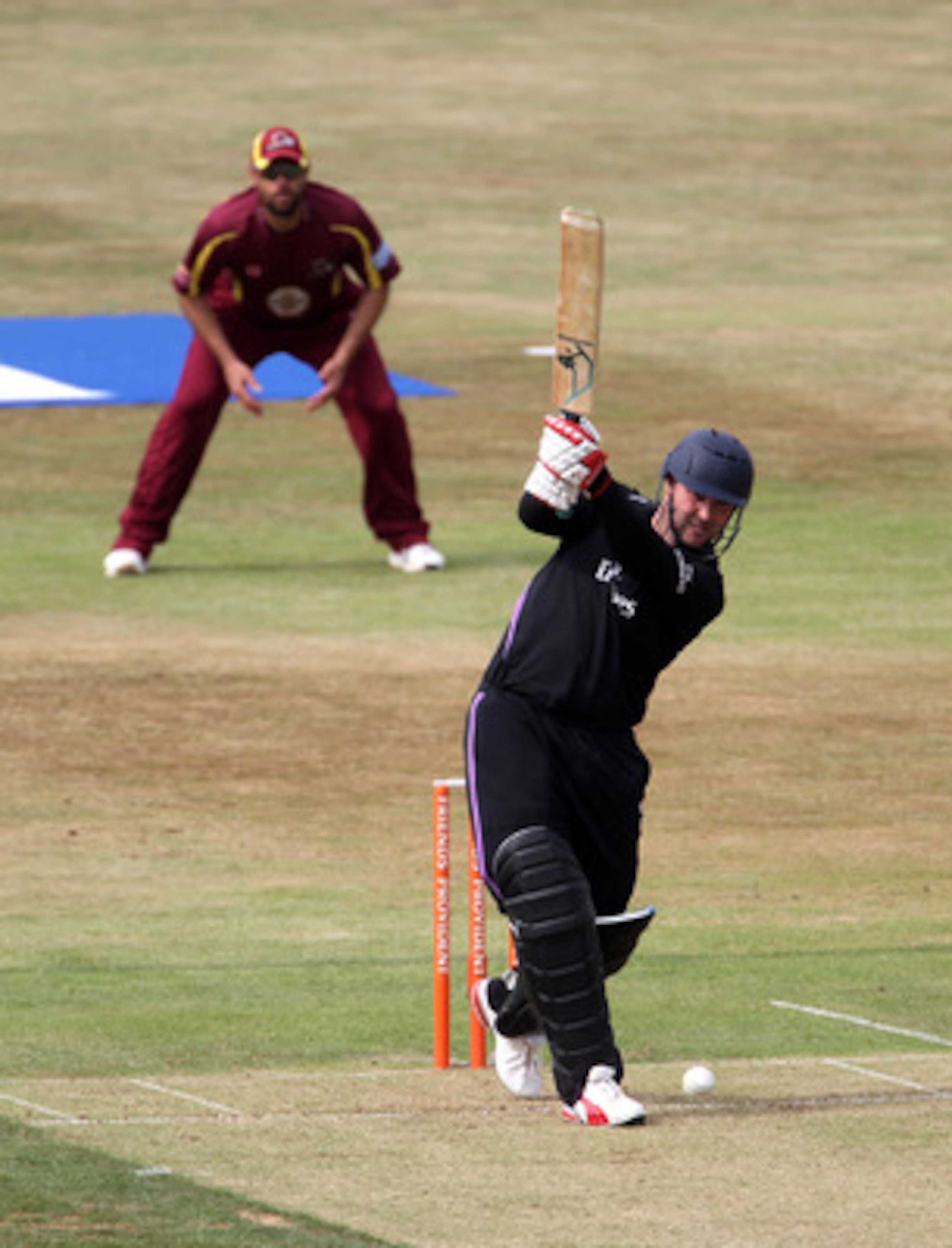 NORTHAMPTON, ENGLAND - JUNE 26:  Ian Blackwell of Durham hits out during the Friends Provident T20 match between Nothamptonshire and Durham at the County Ground on June 26, 2010 in Northampton, England.  (Photo by Tom Shaw/Getty Images)