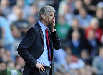 LONDON, ENGLAND - MAY 22:  Arsene Wenger of Arsenal shows his emotions during the Barclays Premier League match between Fulham and Arsenal at Craven Cottage on May 22, 2011 in London, England.  (Photo by Clive Mason/Getty Images)
