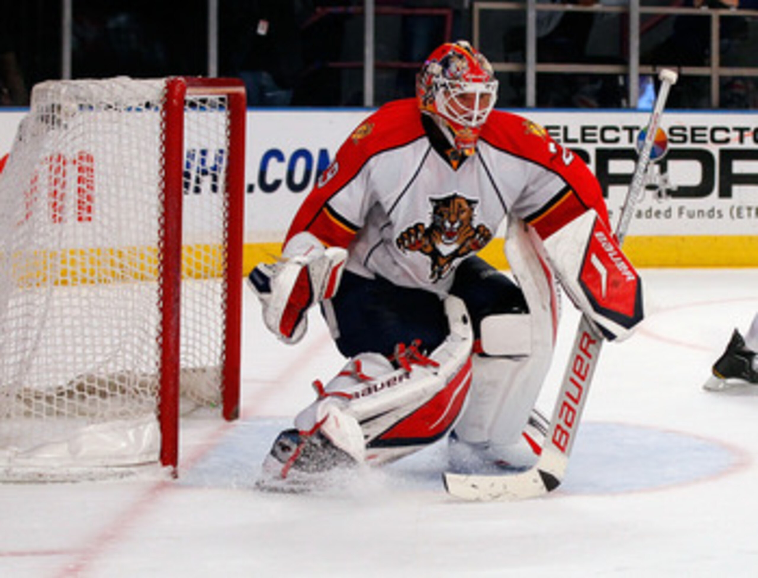 NEW YORK - MARCH 22:  Tomas Vokoun #29 of the Florida Panthers skates against the New York Rangers on March 22, 2011 at Madison Square Garden in New York City, New York. Rangers defeated the Islanders 1-0.  (Photo by Mike Stobe/Getty Images)
