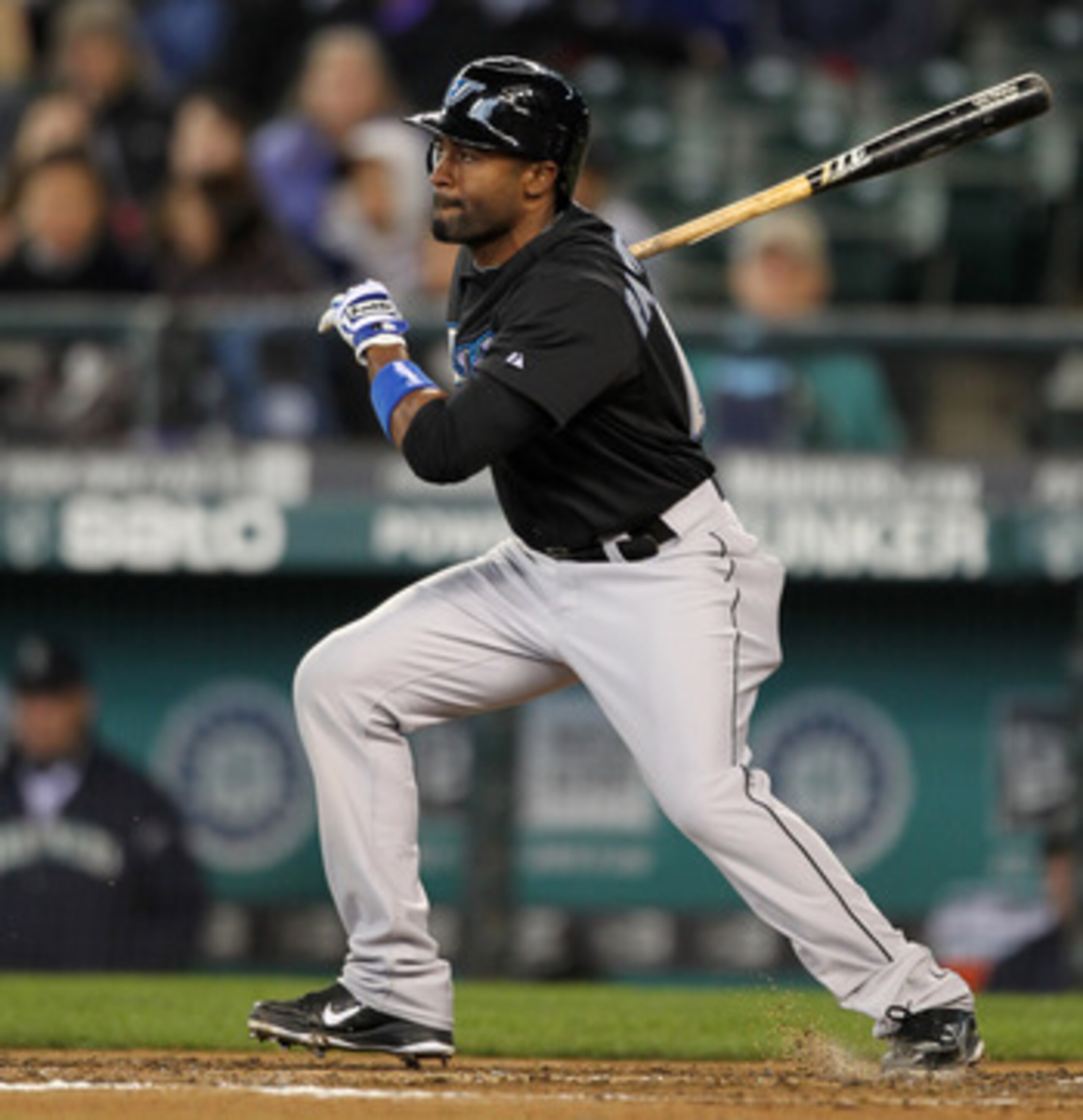 SEATTLE, WA - APRIL 13:  Corey Patterson #16 of the Toronto Blue Jays bats against the Seattle Mariners at Safeco Field on April 13, 2011 in Seattle, Washington. (Photo by Otto Greule Jr/Getty Images)