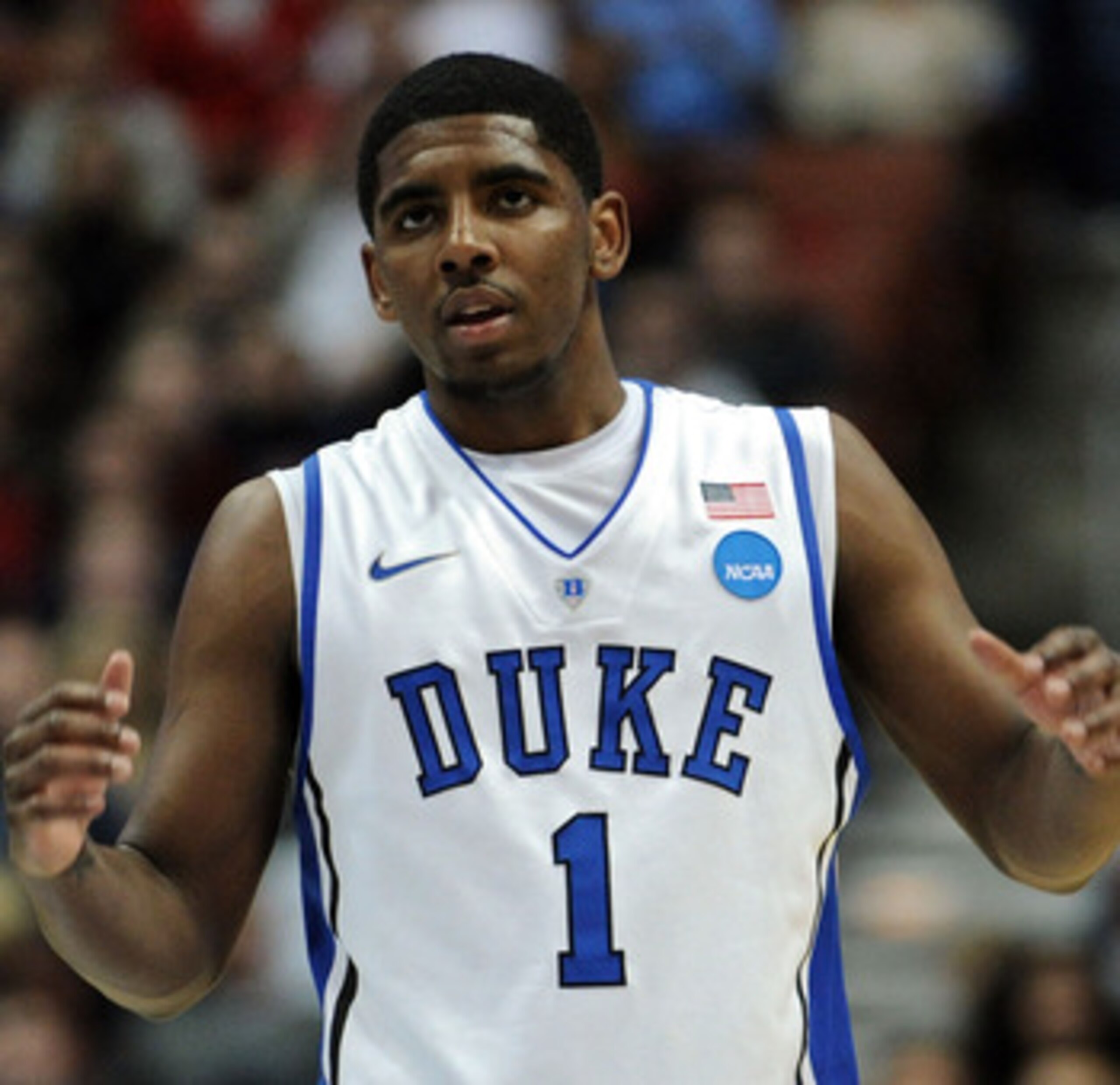 ANAHEIM, CA - MARCH 24:  Kyrie Irving #1 of the Duke Blue Devils looks on against the Arizona Wildcats during the west regional semifinal of the 2011 NCAA men's basketball tournament at the Honda Center on March 24, 2011 in Anaheim, California.  (Photo by