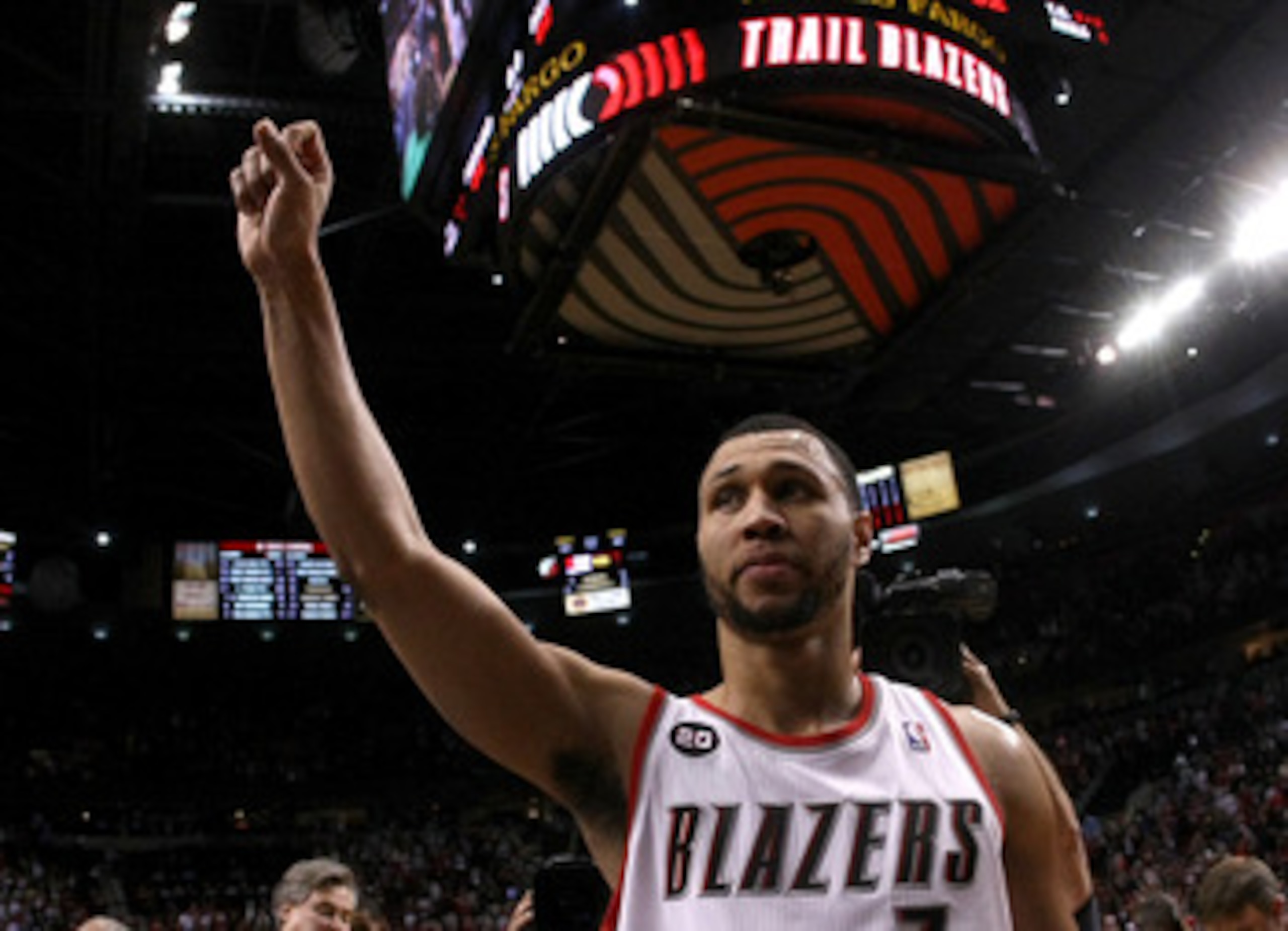 PORTLAND, OR - APRIL 23:  Brandon Roy #7 of the Portland Trail Blazers walks off the court after overcoming a 23 point deficit to defeat the Dallas Mavericks 84-82 in Game Four of the Western Conference Quarterfinals in the 2011 NBA Playoffs on April 23,
