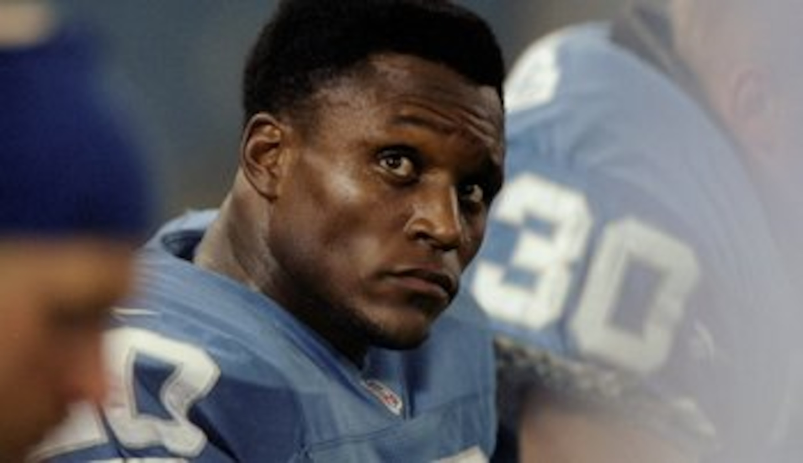 14 Aug 1998:  Running back Barry Sanders #20 of the Detroit Lions looks on during the pre-season game against the Atlanta Falcons at the Pontiac Silverdome in Pontiac, Michigan. The Falcons defeated the Lions 7-3.
