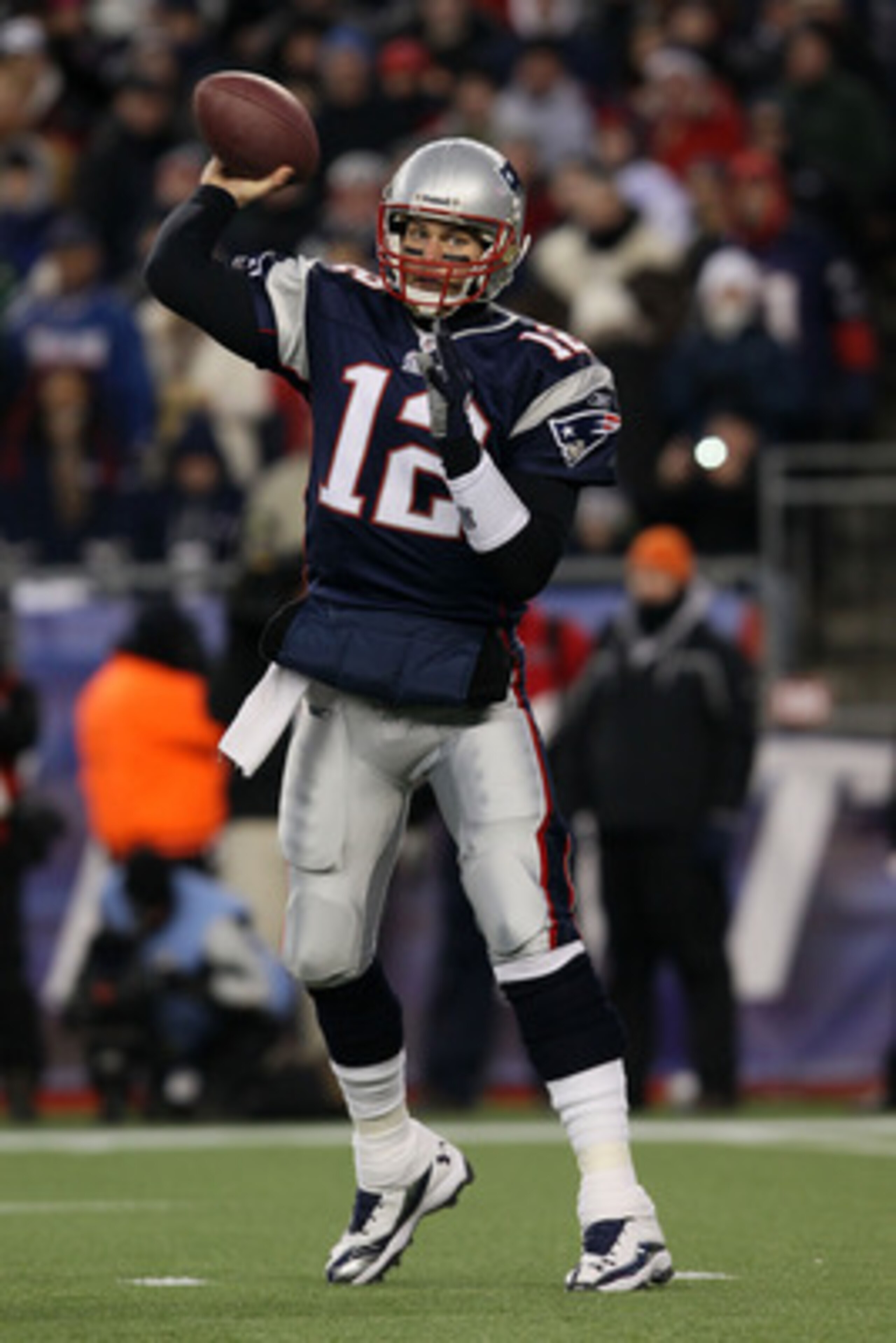 FOXBORO, MA - JANUARY 16: Quarterback Tom Brady #12 of the New England Patriots throws a pass during their 2011 AFC divisional playoff game against the New York Jets at Gillette Stadium on January 16, 2011 in Foxboro, Massachusetts. (Photo by Elsa/Getty FOXBORO, MA - JANUARY 16: Quarterback Tom Brady #12 of the New England Patriots throws a pass during their 2011 AFC divisional playoff game against the New York Jets at Gillette Stadium on January 16, 2011 in Foxboro, Massachusetts. (Photo by Elsa/Getty