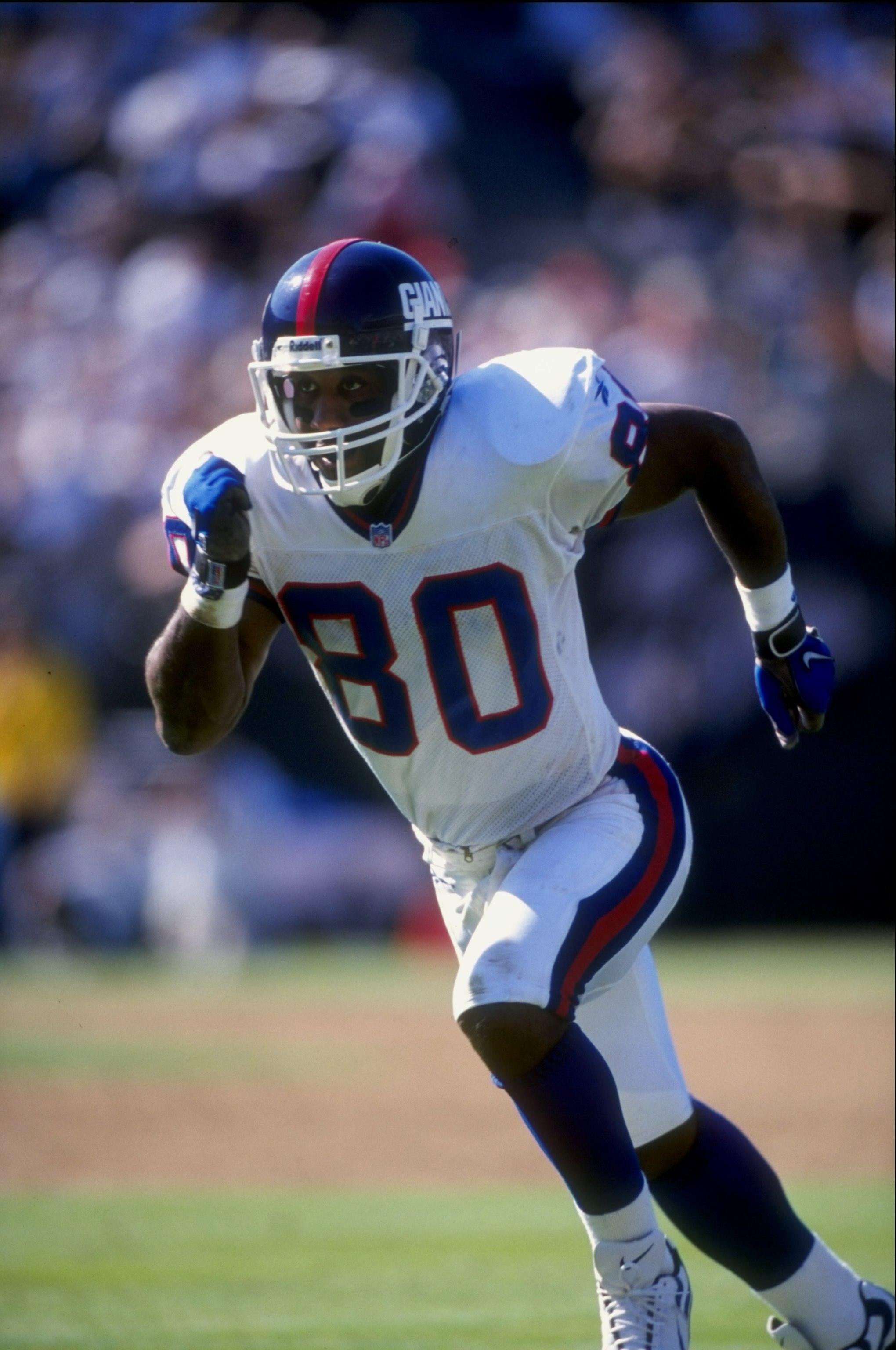 13 Sep 1998:  Wide receiver Chris Calloway #80 of the New York Giants in action during the game against the Oakland Raiders at the Oakland Coliseum in Oakland, California. The Raiders defeated the Giants 20-17.