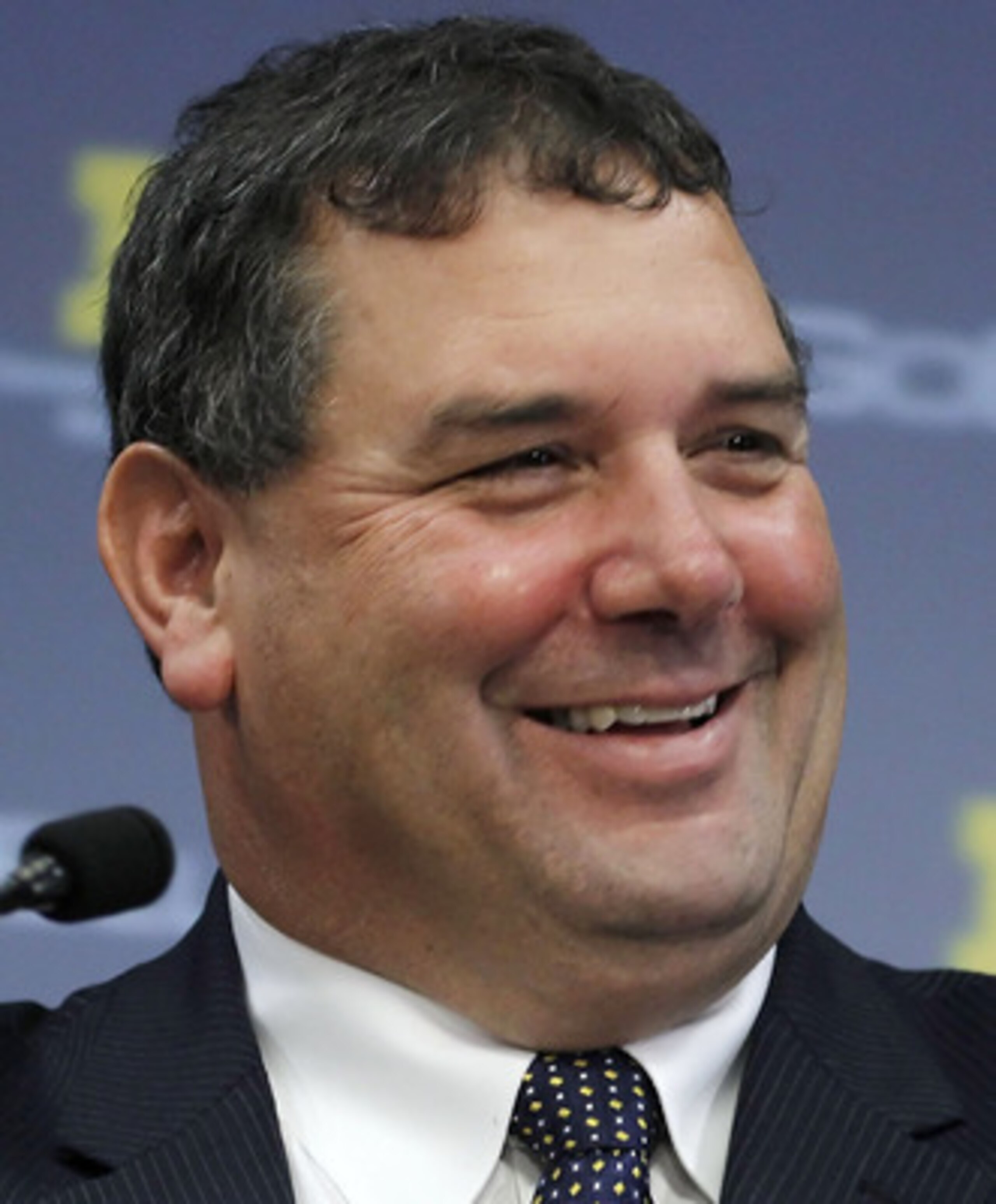 ANN ARBOR, MI - JANUARY 12:  New University of Michigan head football coach Brady Hoke talks during his introductory press confrence at the Junge Family Champions Center on January 12, 2011 in Ann Arbor, Michigan.  (Photo by Gregory Shamus/Getty Images)