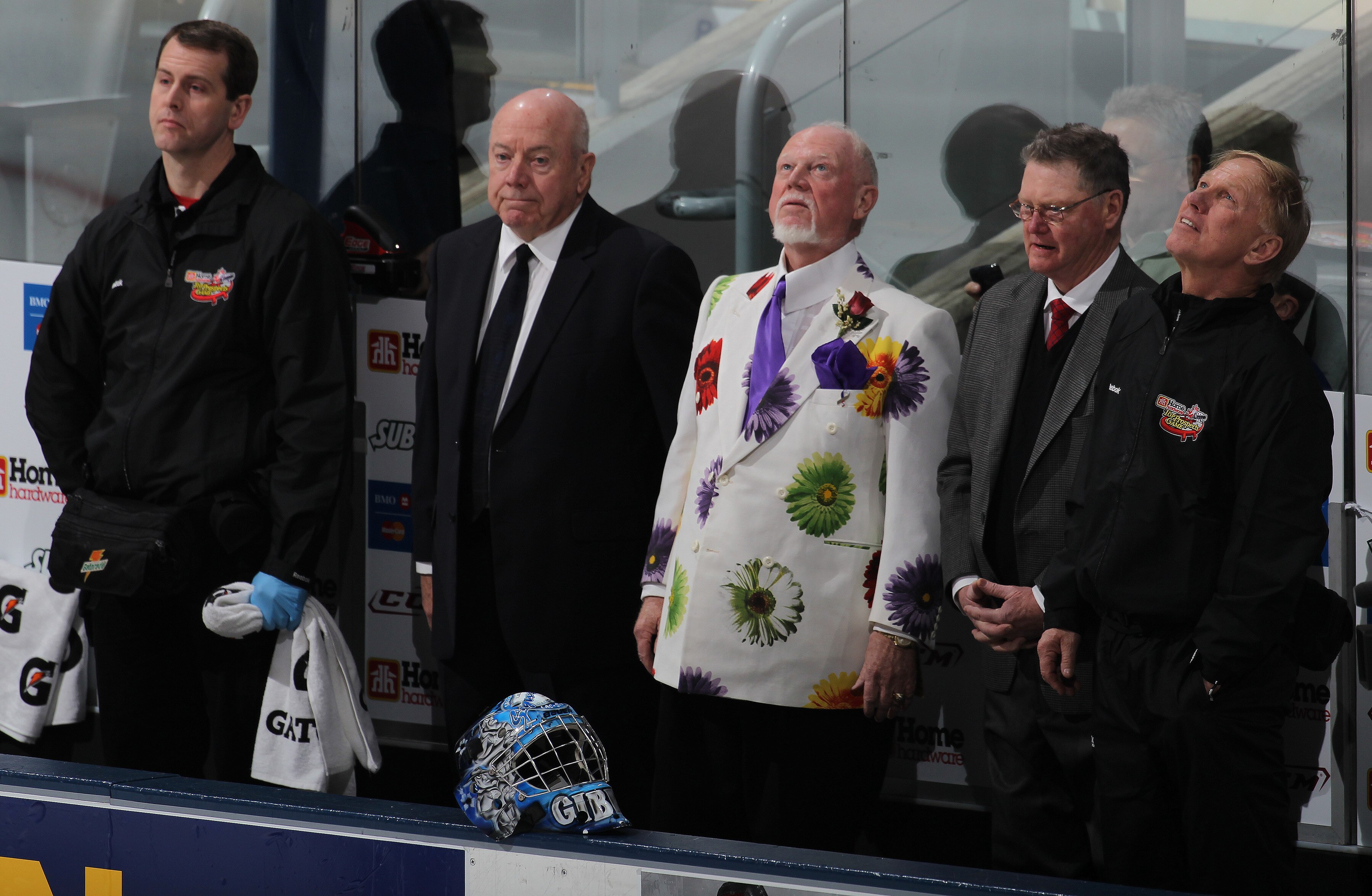 TORONTO, CAN - JANUARY 19:  Coaches Don Cherry, Brian Kilrea, and Bert O'Brien of Team Cherry watch opeing ceremonies prior to playing against Team Orr in the 2011 Home Hardware Top Prospects game on January 19, 2011 at the Air Canada Centre in Toronto, C