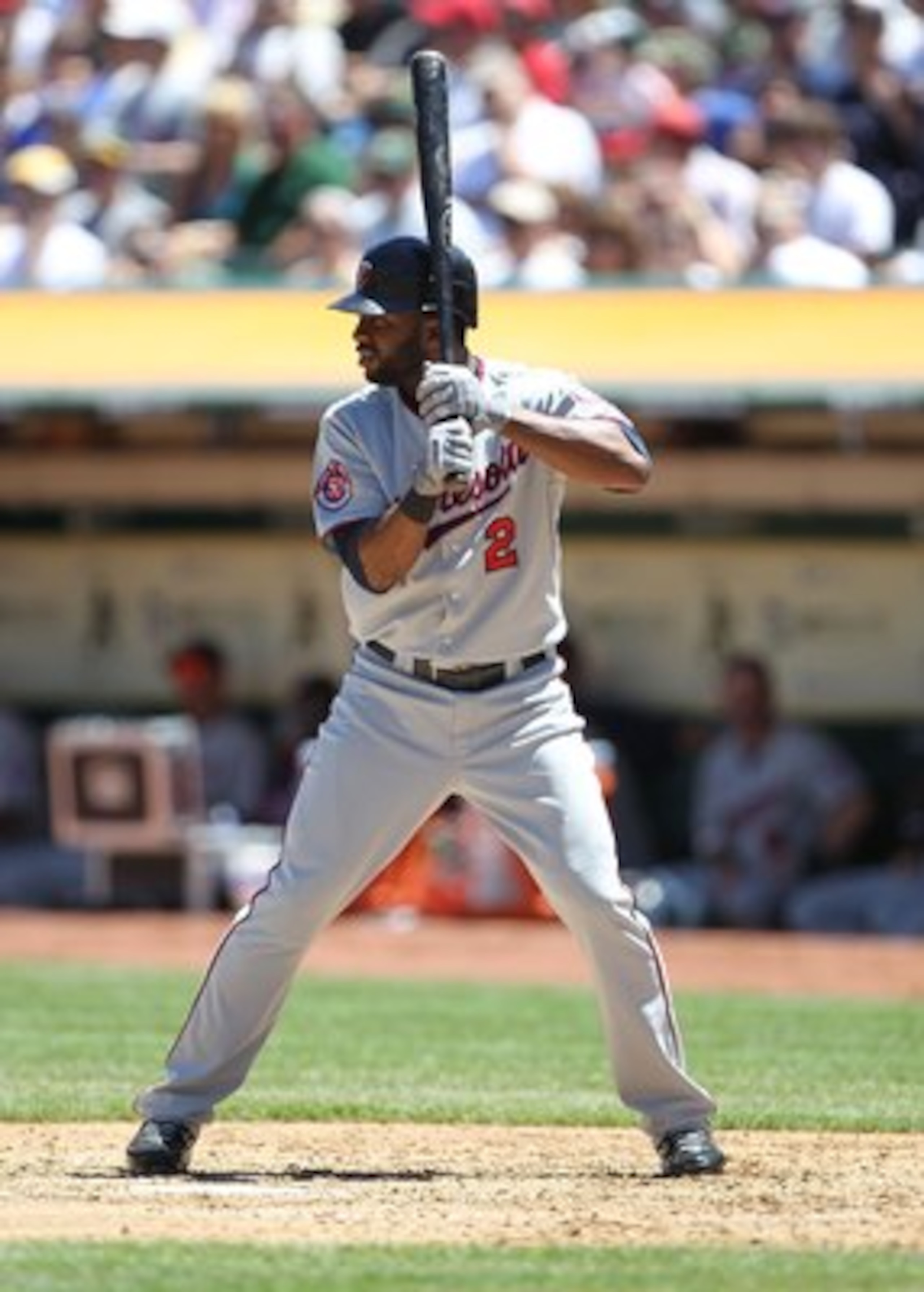 OAKLAND, CA - JUNE 06:  Denard Span #2 of the Minnesota Twins in action against the Oakland Athletics during an MLB game at the Oakland-Alameda County Coliseum on June 6, 2010 in Oakland, California.  (Photo by Jed Jacobsohn/Getty Images)