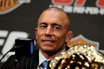 NEW YORK - MARCH 24:  Georges St-Pierre of Montreal, Quebec, Canada speaks at a press conference for UFC 111 at Radio City Music Hall on March 24, 2010 in New York City.  St-Pierre will face Dan Hardy of Nottingham UK in the Welterweight title bout. (Phot