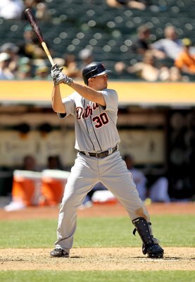 OAKLAND, CA - MAY 20:  Magglio Ordonez #30 of the Detroit Tigers bats against the Oakland Athletics at the Oakland-Alameda County Coliseum on May 20, 2010 in Oakland, California.  (Photo by Ezra Shaw/Getty Images)