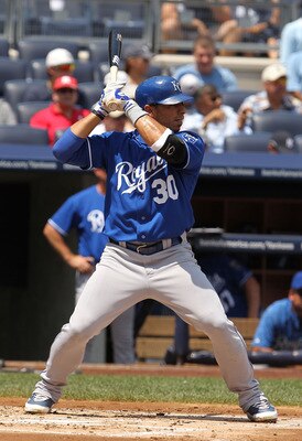 NEW YORK - JULY 25:  Mike Aviles #30 of the Kansas City Royals in action against  the New York Yankees during their game on July 25, 2010 at Yankee Stadium in the Bronx borough of New York City.  (Photo by Al Bello/Getty Images)