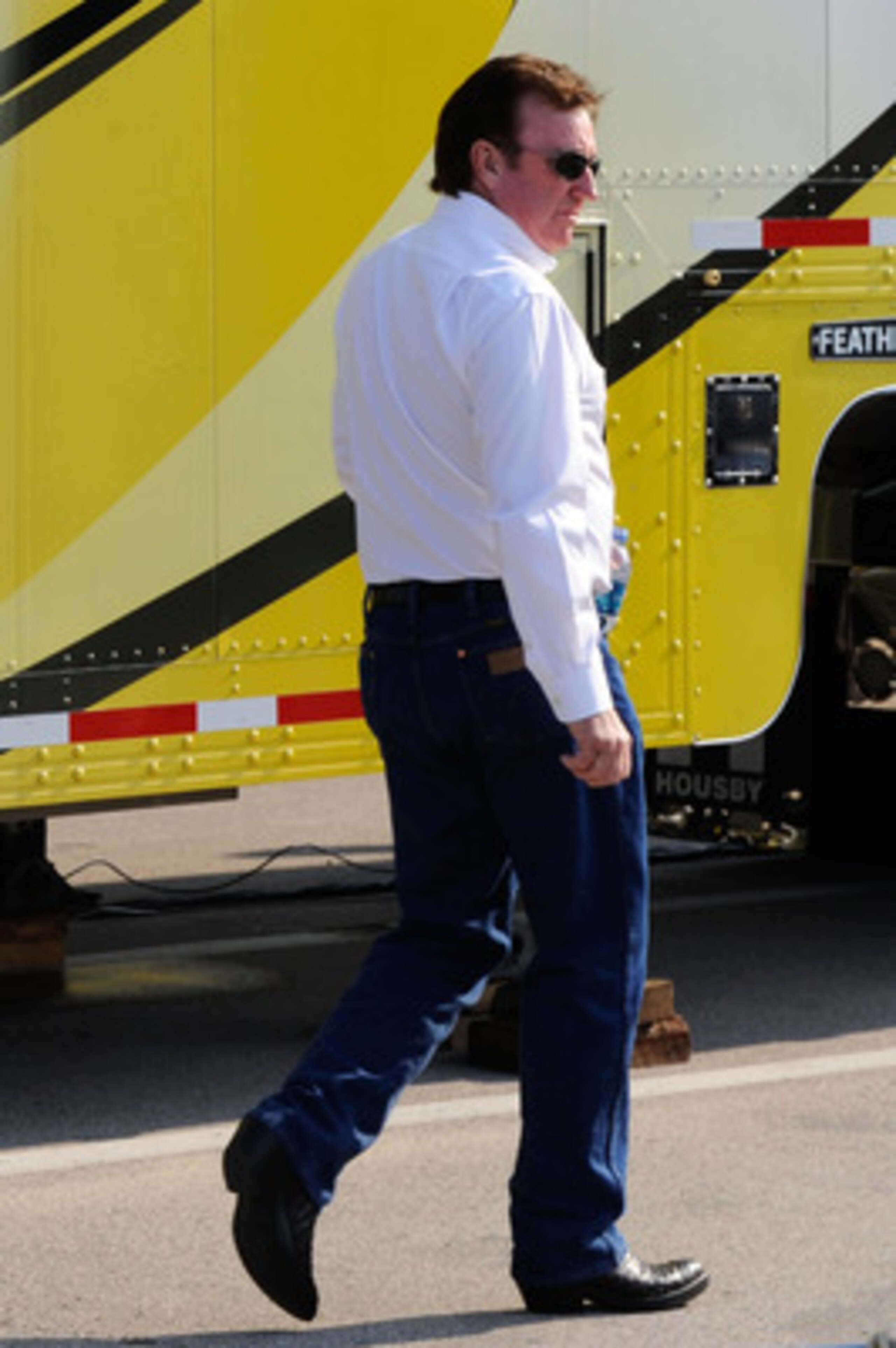 KANSAS CITY, KS - JUNE 05:  Team owner Richard Childress walks away from the NASCAR hauler after speaking to officials prior to the NASCAR Sprint Cup Series STP 400 at Kansas Speedway on June 5, 2011 in Kansas City, Kansas. Childress reportedly had an alt