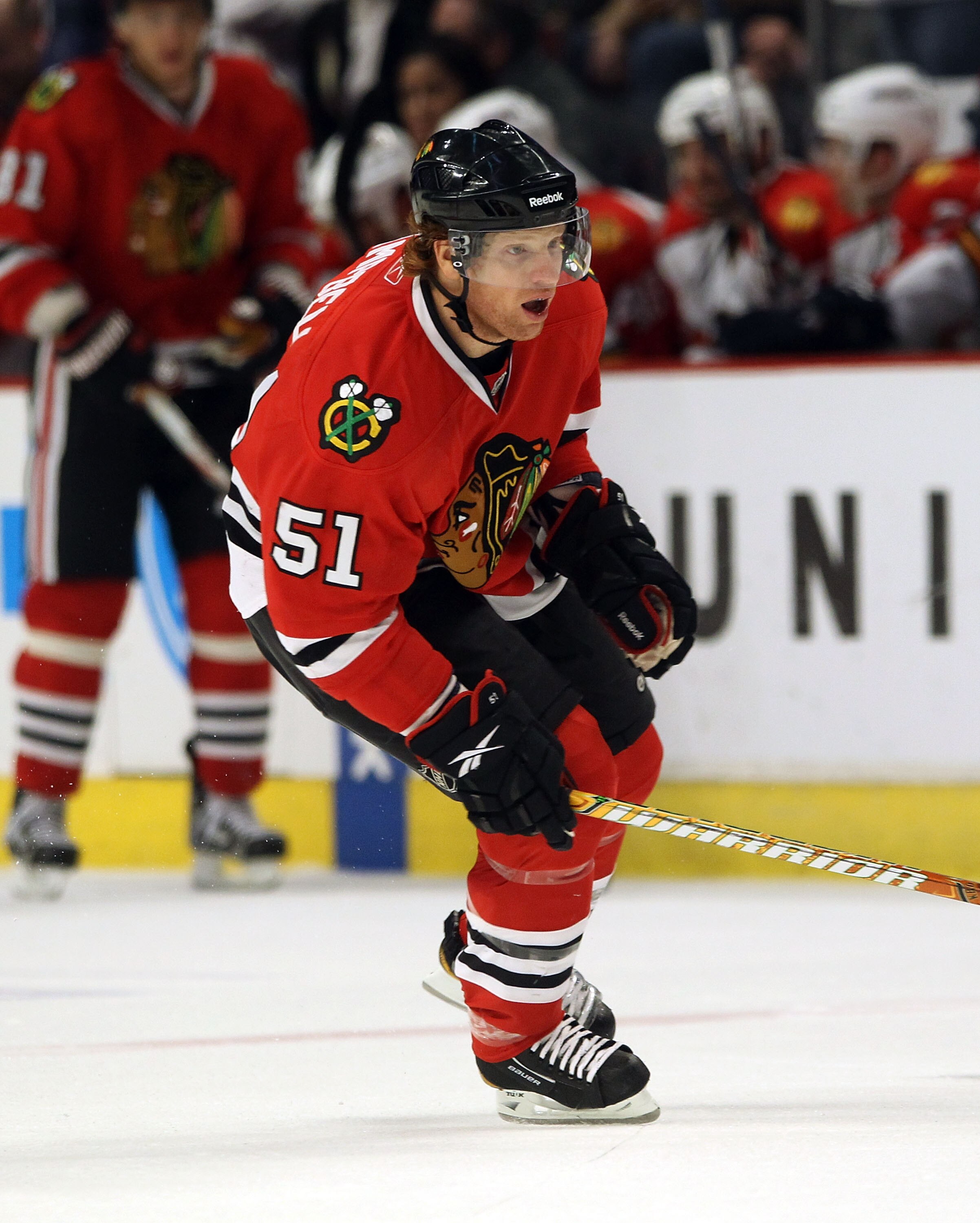 CHICAGO, IL - MARCH 23:  Brian Campbell #51 of the Chicago Blackhawks skates against the Florida Panthers at the United Center on March 23, 2011 in Chicago, Illinois. The Blackhawks defeated the Panthers 4-0.  (Photo by Bruce Bennett/Getty Images)