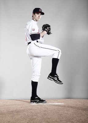 GOODYEAR, AZ - FEBRUARY 28:  (EDITORS NOTE: This images was digitally desaturated.) Jeremy Sowers #45 poses for a portrait during the Cleveland Indians Photo Day at the training complex at Goodyear Stadium on February 28, 2010 in Goodyear, Arizona.  (Phot
