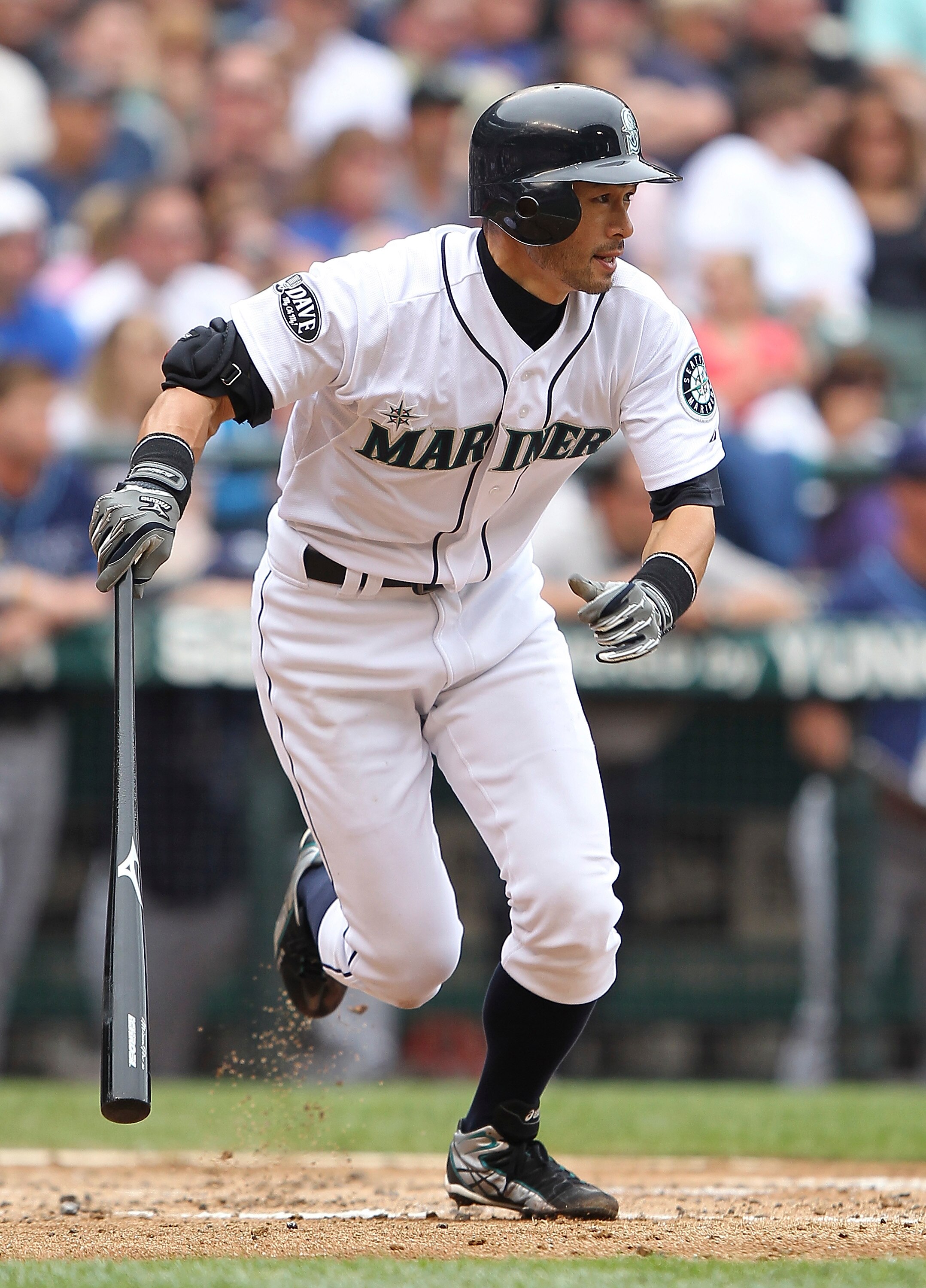 SEATTLE - JUNE 05:  Ichiro Suzuki #51 of the Seattle Mariners watches his triple in the third inning against the Tampa Bay Rays at Safeco Field on June 5, 2011 in Seattle, Washington. (Photo by Otto Greule Jr/Getty Images)