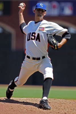 SAN FRANCISCO - JULY 08:  USA Team All-Star pitcher Luke Hochevar of the Kansas City Royals deals against the World Team All-Star during the XM Satellite Radio All-Star Futures Game at AT&T Park on July 8, 2007 in San Francisco, California.  (Photo by Jef
