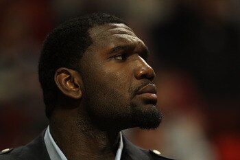 CHICAGO - NOVEMBER 01: Greg Oden #52 of the Portland Trail Blazers watches from the bench as his teammates take on the Chicago Bulls at the United Center on November 1, 2010 in Chicago, Illinois. The Bulls defeated the Trail Blazers 110-98. NOTE TO USER: 