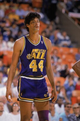 SALT LAKE CITY - 1989:  Jose Ortiz #44 of the Utah Jazz stands on the court during an NBA game at The Salt Palace in Salt Lake City, Utah in 1989. (Photo by Mike Powell/Getty Images)