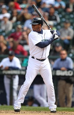 SEATTLE - MAY 23:  Ken Griffey Jr. #24 of the Seattle Mariners bats against the San Diego Padres at Safeco Field on May 23, 2010 in Seattle, Washington. (Photo by Otto Greule Jr/Getty Images)
