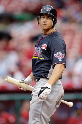 ST LOUIS, MO - JULY 12:  World Futures All-Star Brett Lawrie of the Milwaukee Brewers looks on during the 2009 XM All-Star Futures Game at Busch Stadium on July 12, 2009 the in St. Louis, Missouri.  (Photo by Jamie Squire/Getty Images)
