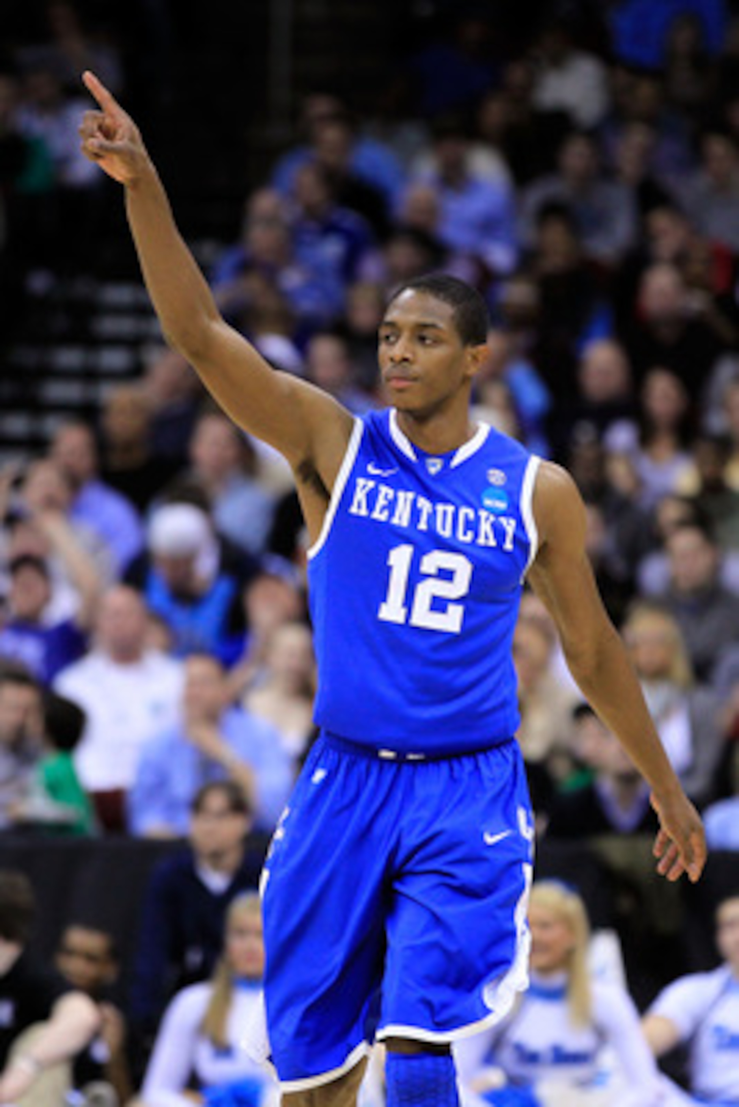 NEWARK, NJ - MARCH 27: Brandon Knight #12 of the Kentucky Wildcats celebrates after a play against the North Carolina Tar Heels during the second half of the east regional final of the 2011 NCAA men's basketball tournament at Prudential Center on March 2 NEWARK, NJ - MARCH 27: Brandon Knight #12 of the Kentucky Wildcats celebrates after a play against the North Carolina Tar Heels during the second half of the east regional final of the 2011 NCAA men's basketball tournament at Prudential Center on March 2