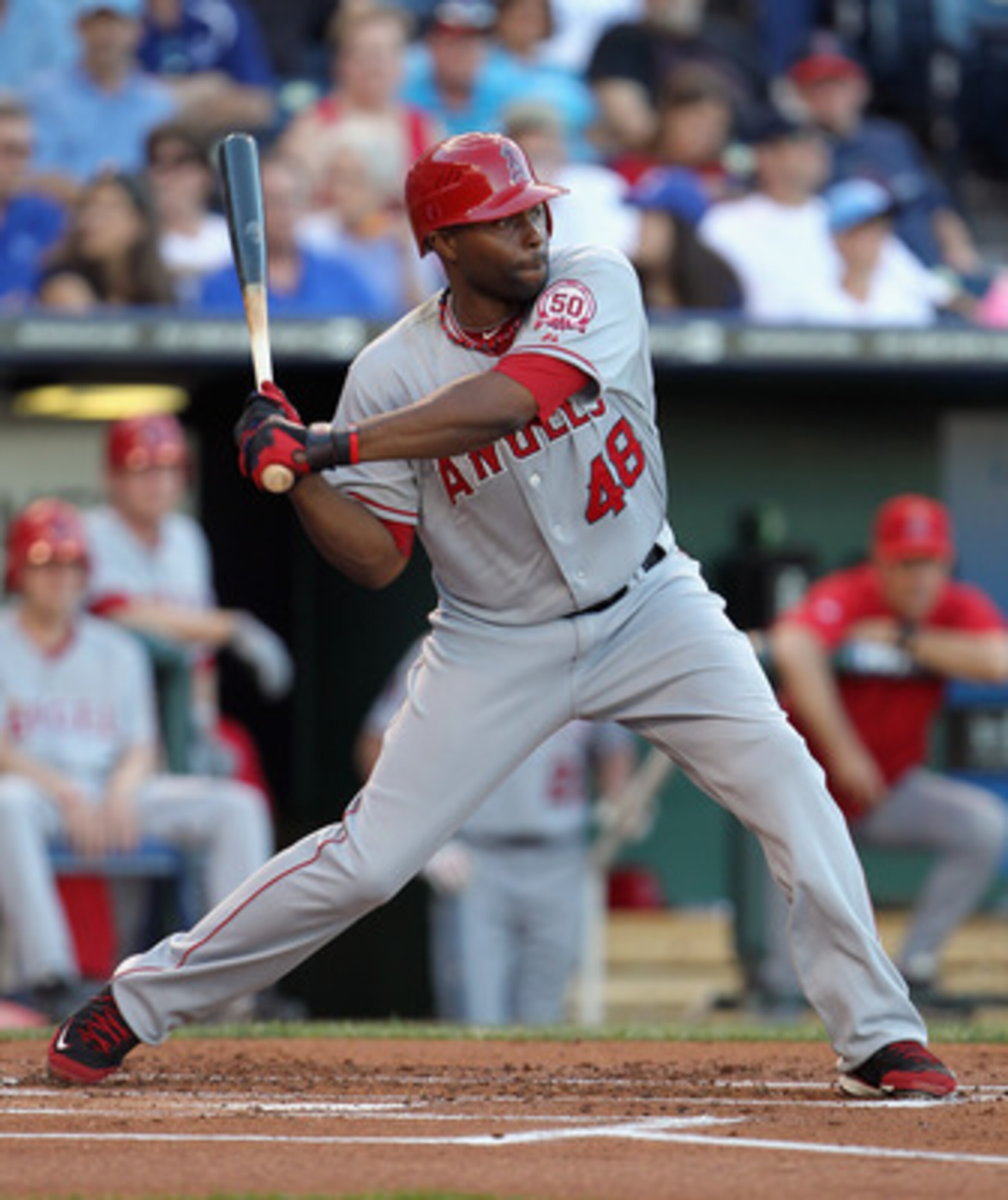 KANSAS CITY, MO - MAY 31:  Torii Hunter #48 of the Los Angeles Angels of Anaheim in action during the game against the Kansas City Royals on May 31, 2011 at Kauffman Stadium in Kansas City, Missouri.  (Photo by Jamie Squire/Getty Images)