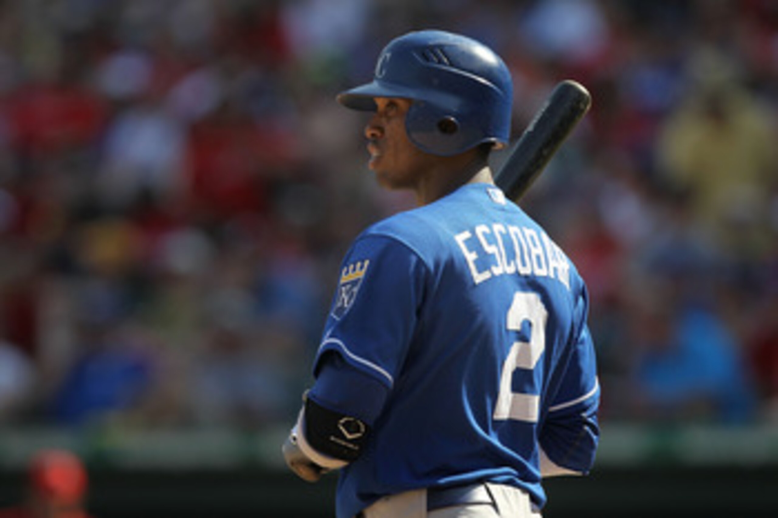 ARLINGTON, TX - MAY 29:  Alcides Escobar #2 of the Kansas City Royals at Rangers Ballpark in Arlington on May 29, 2011 in Arlington, Texas.  (Photo by Ronald Martinez/Getty Images)