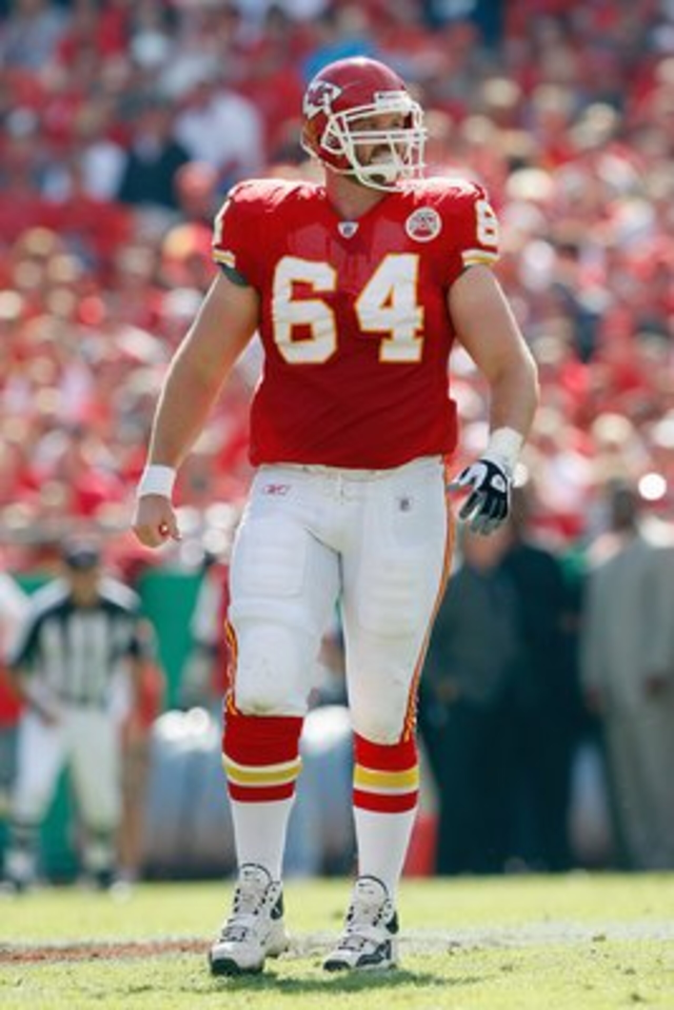 KANSAS CITY - OCTOBER 19: Rudy Niswanger #64 of the Kansas City Chiefs walks on the field during the game against the Tennessee Titans at Arrowhead Stadium on October 19, 2008 in Kansas City, Missouri. (Photo by: Jamie Squire/Getty Images)