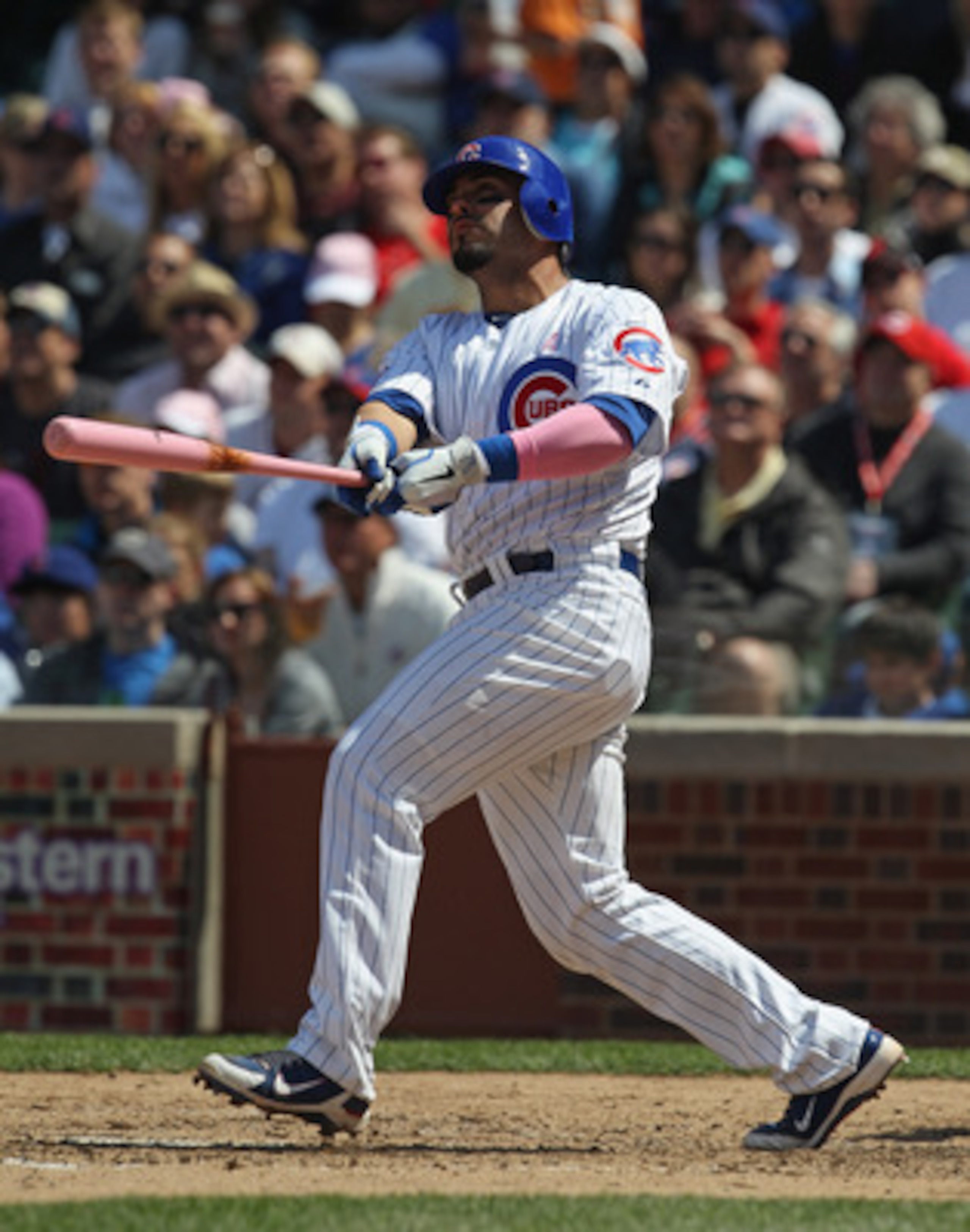 CHICAGO, IL - MAY 08: Geovany Soto #18 of the Chicago Cubs follows the flight of the ball against the Cincinnati Reds at Wrigley Field on May 8, 2011 in Chicago, Illinois. The Reds defeated the Cubs 2-0.  (Photo by Jonathan Daniel/Getty Images)