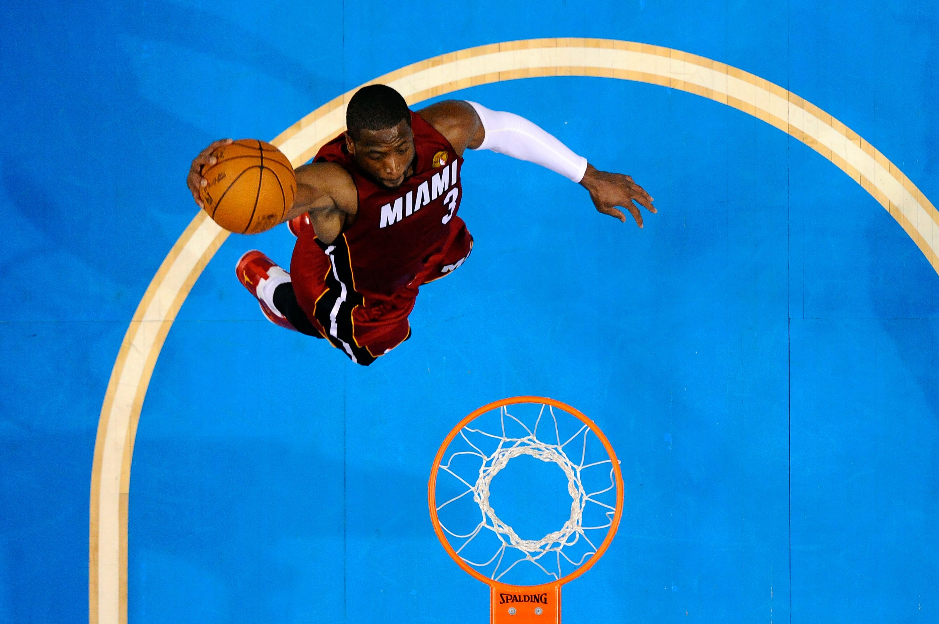 DALLAS, TX - JUNE 05:  Dwyane Wade #3 of the Miami Heat goes up to dunk the ball while taking on the Dallas Mavericks in Game Three of the 2011 NBA Finals at American Airlines Center on June 5, 2011 in Dallas, Texas.  NOTE TO USER: User expressly acknowle