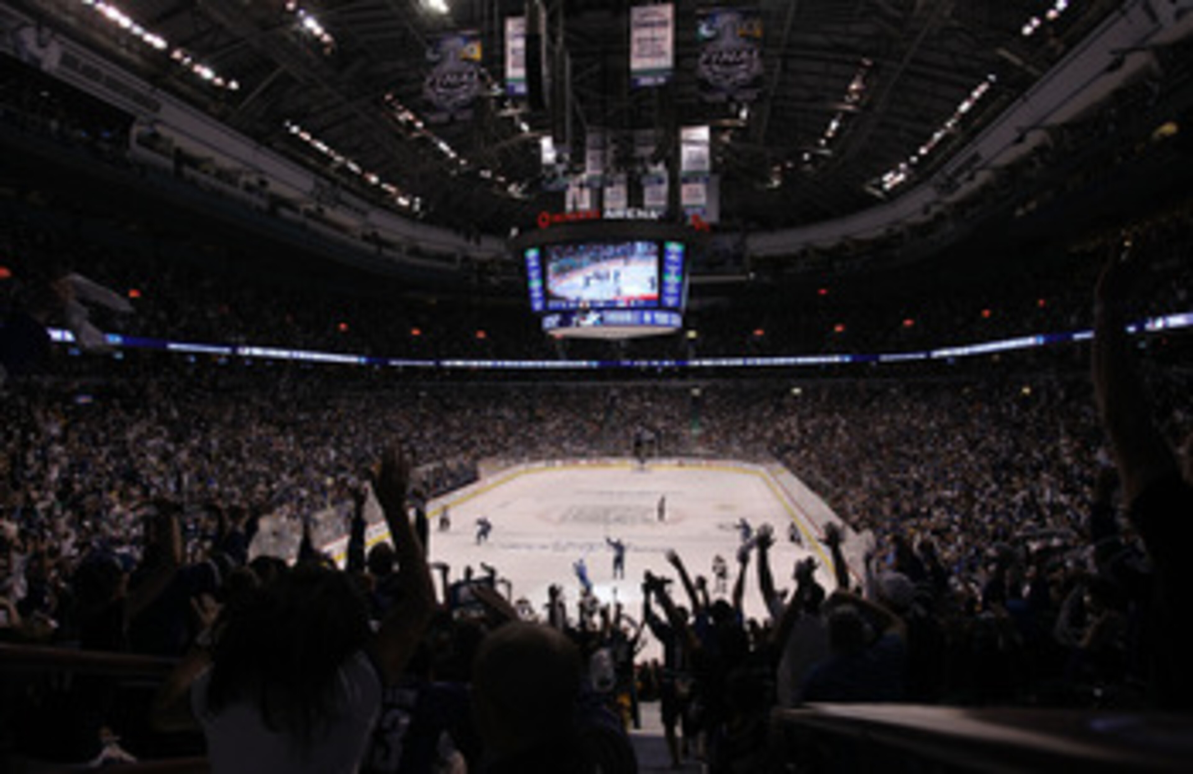 VANCOUVER, BC - JUNE 04:  Fans cheer after Alex Burrows #14 of the Vancouver Canucks scored a goal against Tim Thomas #30 of the Boston Bruins in the middle of the first period during Game Two of the 2011 NHL Stanley Cup Final at Rogers Arena on June 4, 2