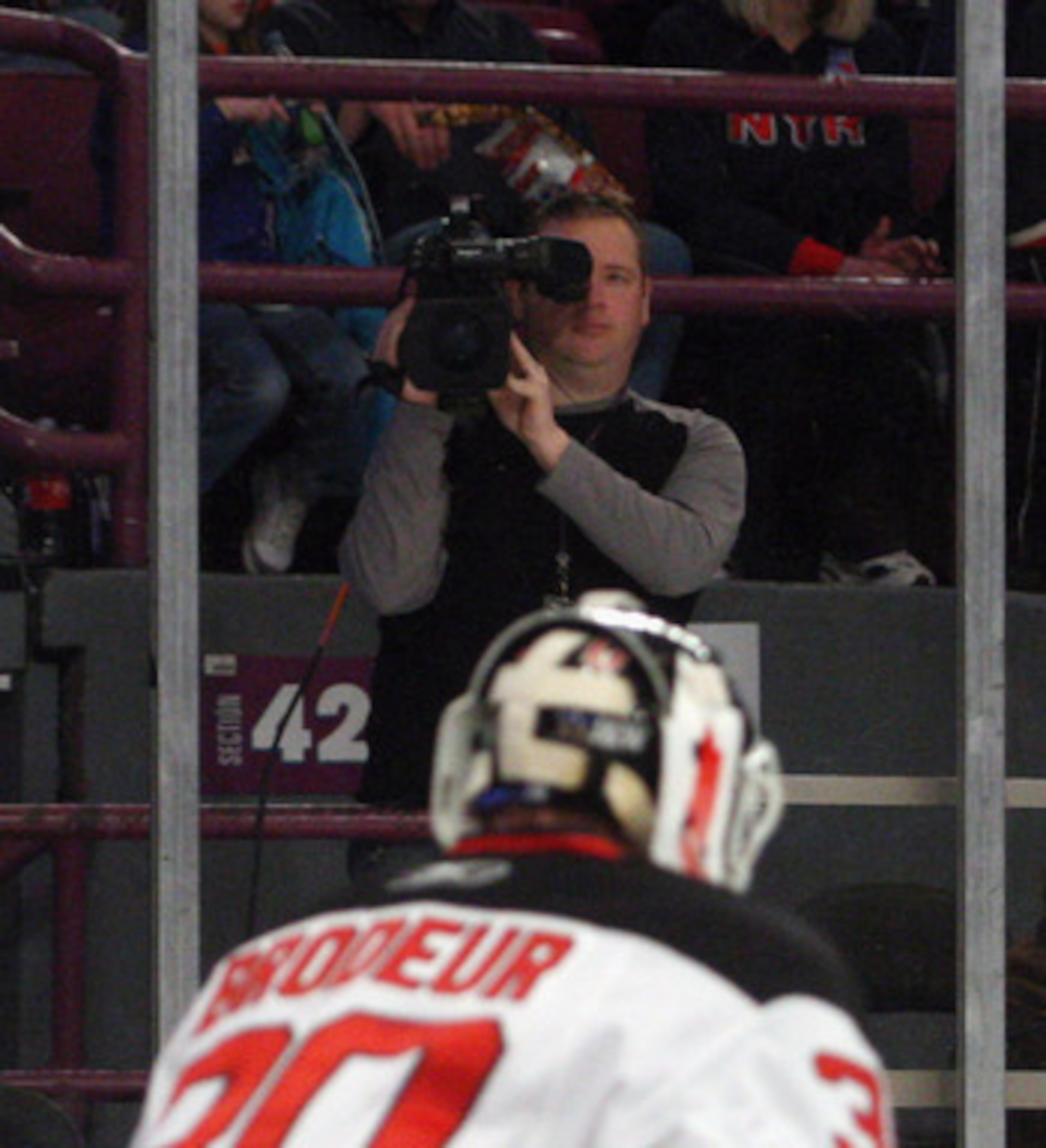 NEW YORK, NY - APRIL 09: A TV cameraman works the game between the New York Rangers and the New Jersey Devils at Madison Square Garden on April 9, 2011 in New York City.  (Photo by Jonathan Klein/Getty Images)