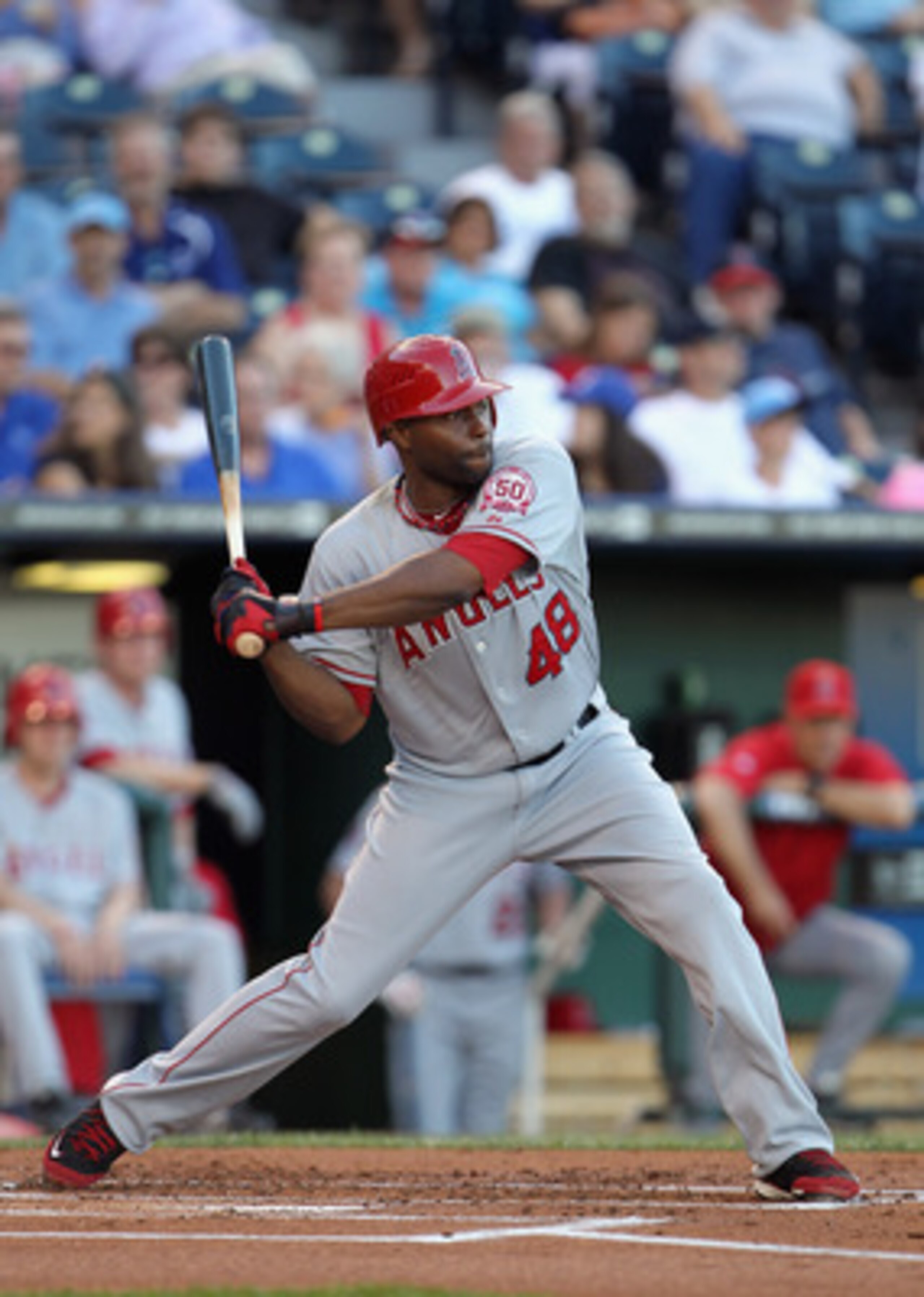 KANSAS CITY, MO - MAY 31:  Torii Hunter #48 of the Los Angeles Angels of Anaheim in action during the game against the Kansas City Royals on May 31, 2011 at Kauffman Stadium in Kansas City, Missouri.  (Photo by Jamie Squire/Getty Images)