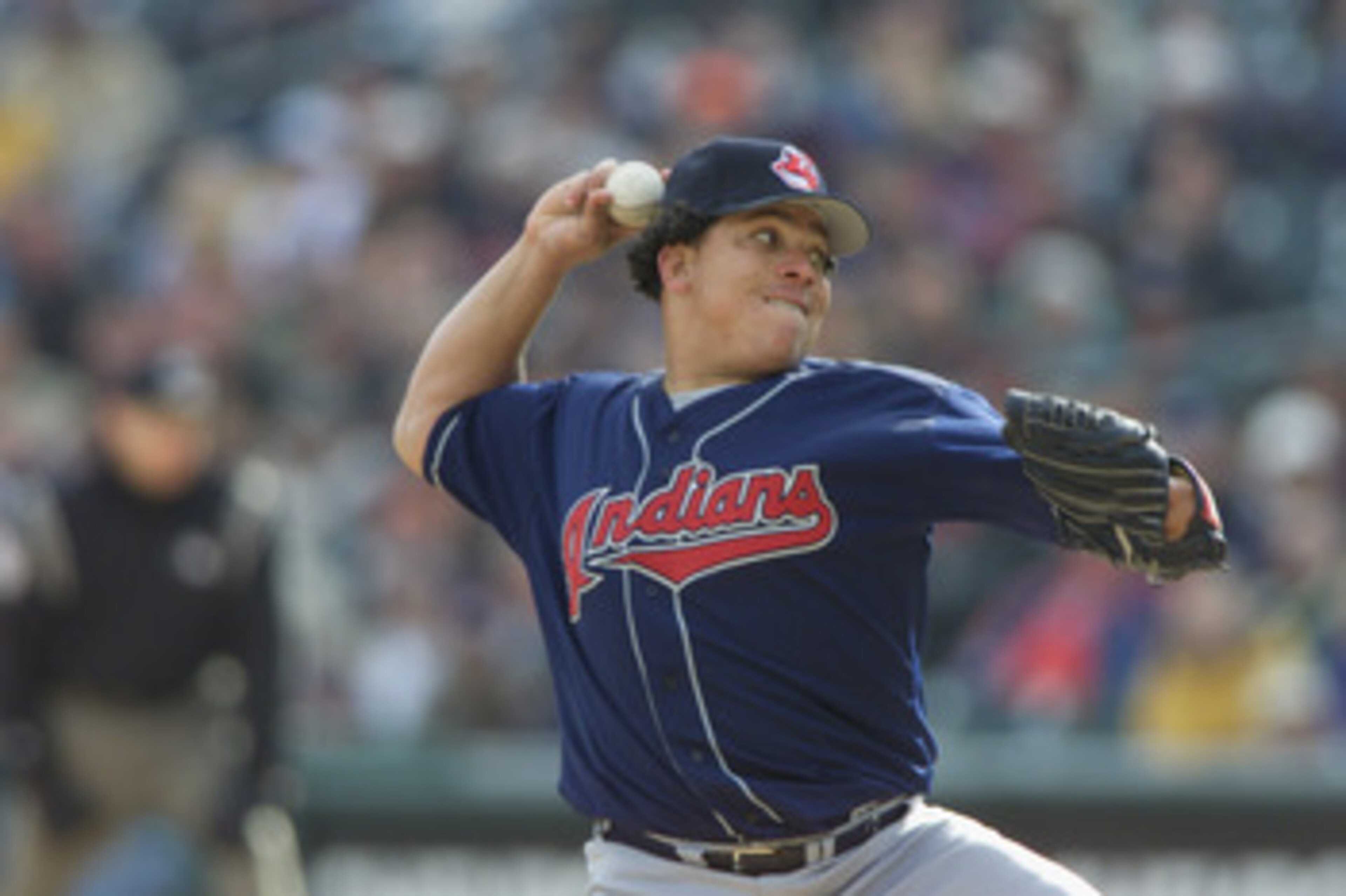 06 Apr 2002 :  Bartolo Colon #40 of the Cleveland Indians delivers a pitch against the Detroit Tigers during the game at Comercia Park in Detroit, Michigan . The Indians won 5-3. DIGITAL IMAGE.  Mandatory Credit: Tom Pidgeon /Getty Images