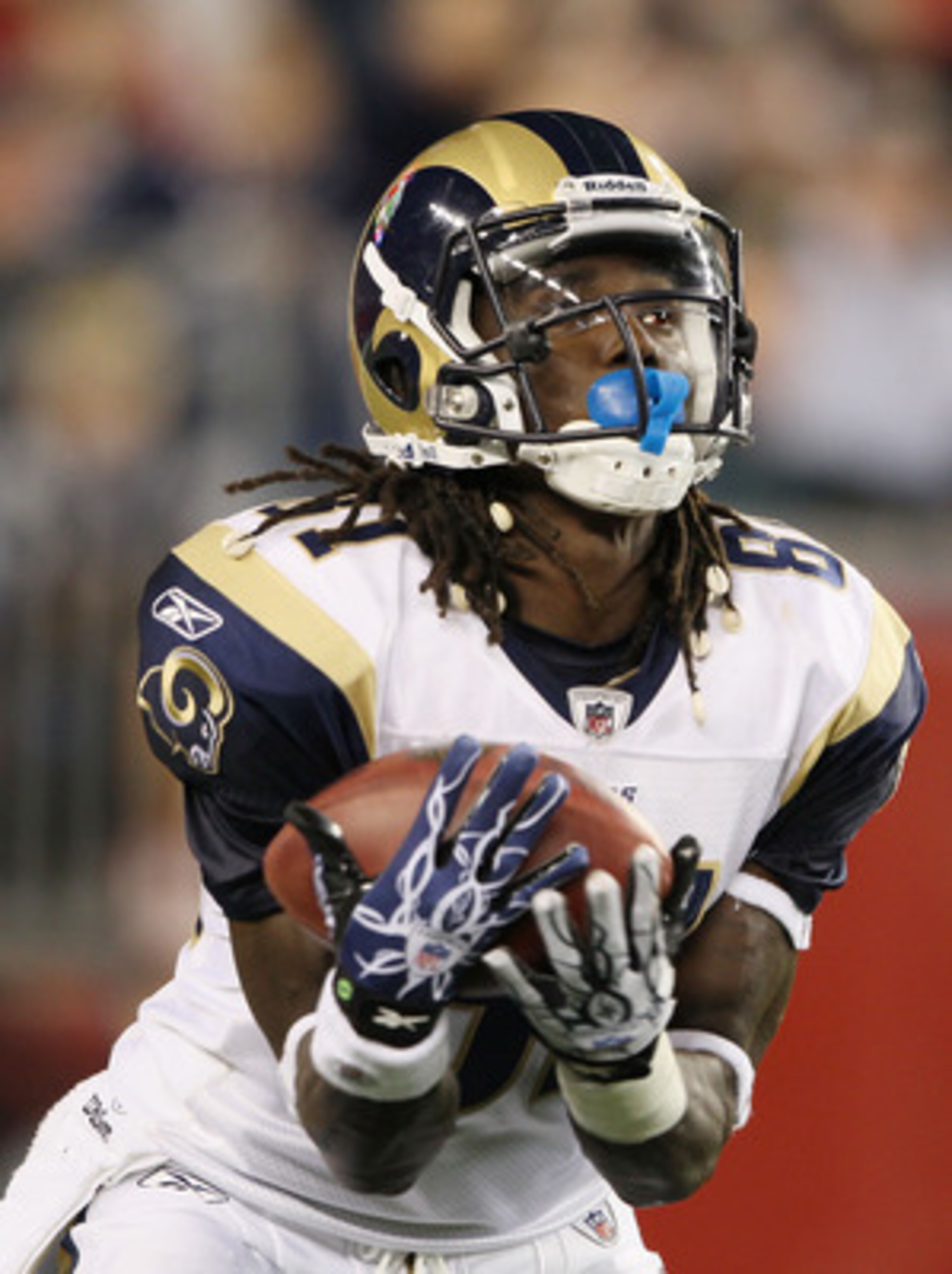 FOXBORO, MA - AUGUST 26:  Mardy Gilyard #81 of the St. Louis Rams returns a punt in the second half against the New England Patriots on August 26, 2010 at Gillette Stadium in Foxboro, Massachusetts. The Rams defeated the Patriots 36-35.  (Photo by Elsa/Ge