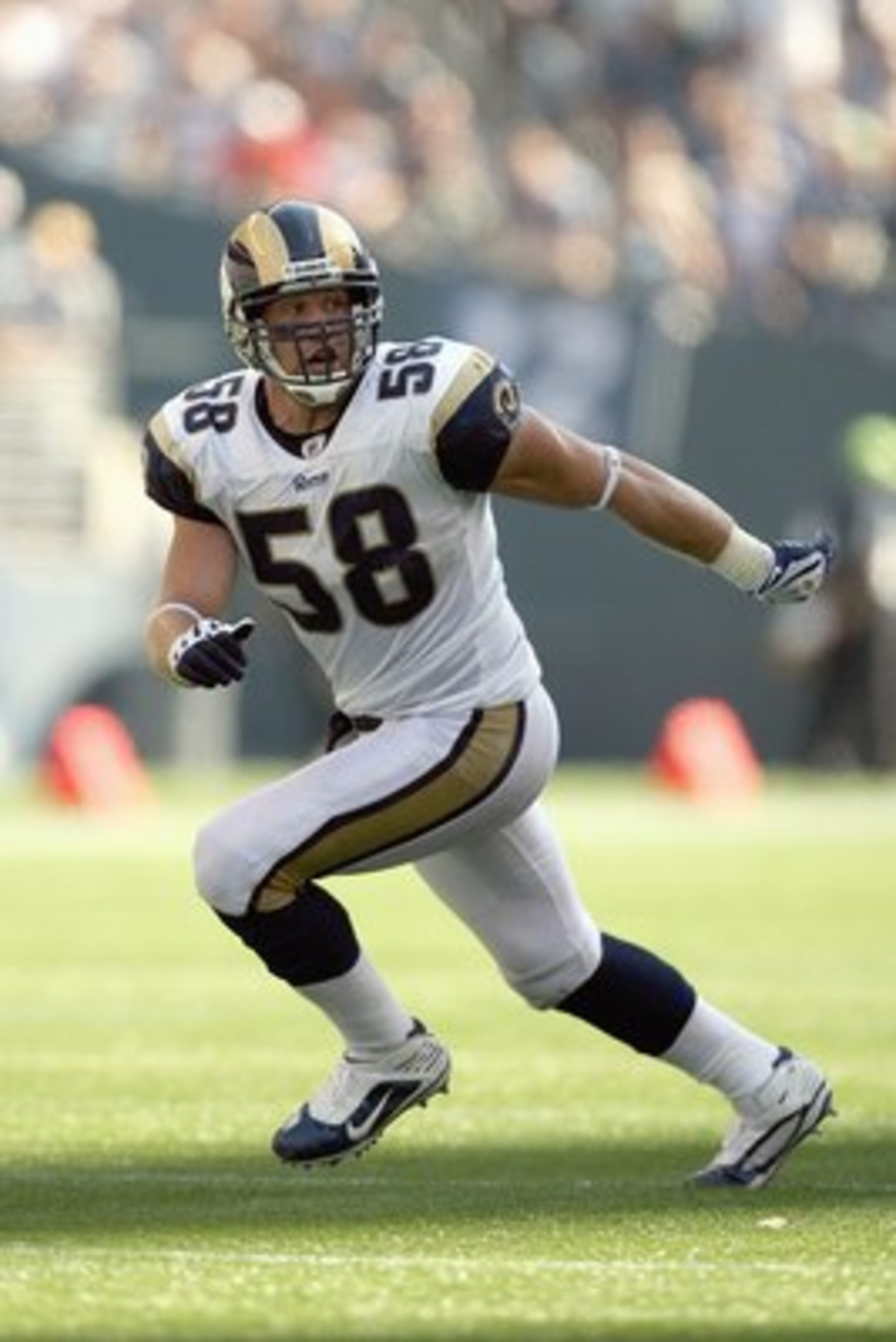 SEATTLE, WA - SEPTEMBER 13:  David Vobora #58 of the St. Louis Rams moves on the field during the game against the Seattle Seahawks on September 13, 2009 at Qwest Field in Seattle, Washington. The Seahawks defeated the Rams 28-0. (Photo by Otto Greule Jr/