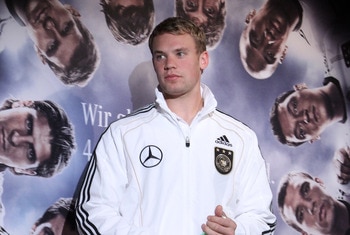 PRETORIA, SOUTH AFRICA - JUNE 24:  Manuel Neuer of Germany poses after a press conference in the media center at Velmore Grande Hotel on June 24, 2010 in Pretoria, South Africa.  (Photo by Joern Pollex/Getty Images)