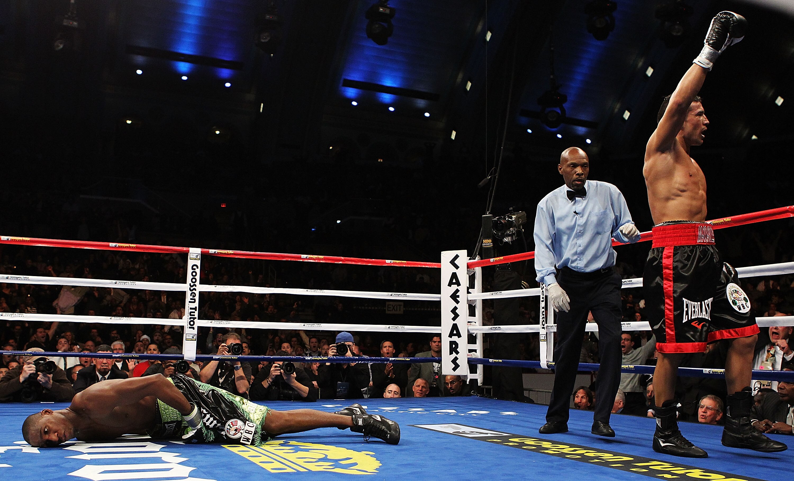ATLANTIC CITY, NJ - NOVEMBER 20:  Sergio Martinez celebrates after knocking out Paul Williams in the second round of their Middleweight Championship fight on November 20, 2010 at The Boardwalk Hall in Atlantic City, New Jersey.  (Photo by Al Bello/Getty I
