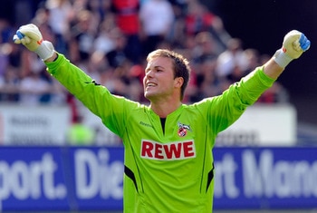 Back on top - Michael Rensing celebrates his comeback.