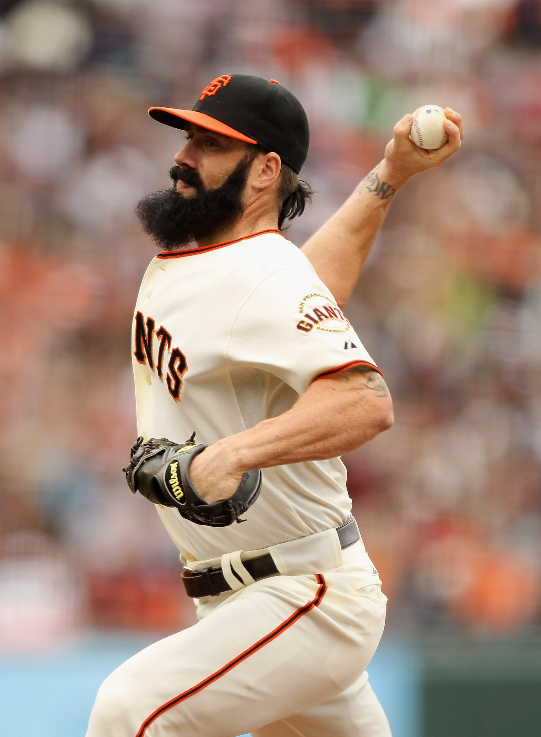 SAN FRANCISCO, CA - JUNE 05:  Brian Wilson #38 of the San Francisco Giants pitches against the Colorado Rockies at AT&T Park on June 5, 2011 in San Francisco, California.  (Photo by Ezra Shaw/Getty Images)
