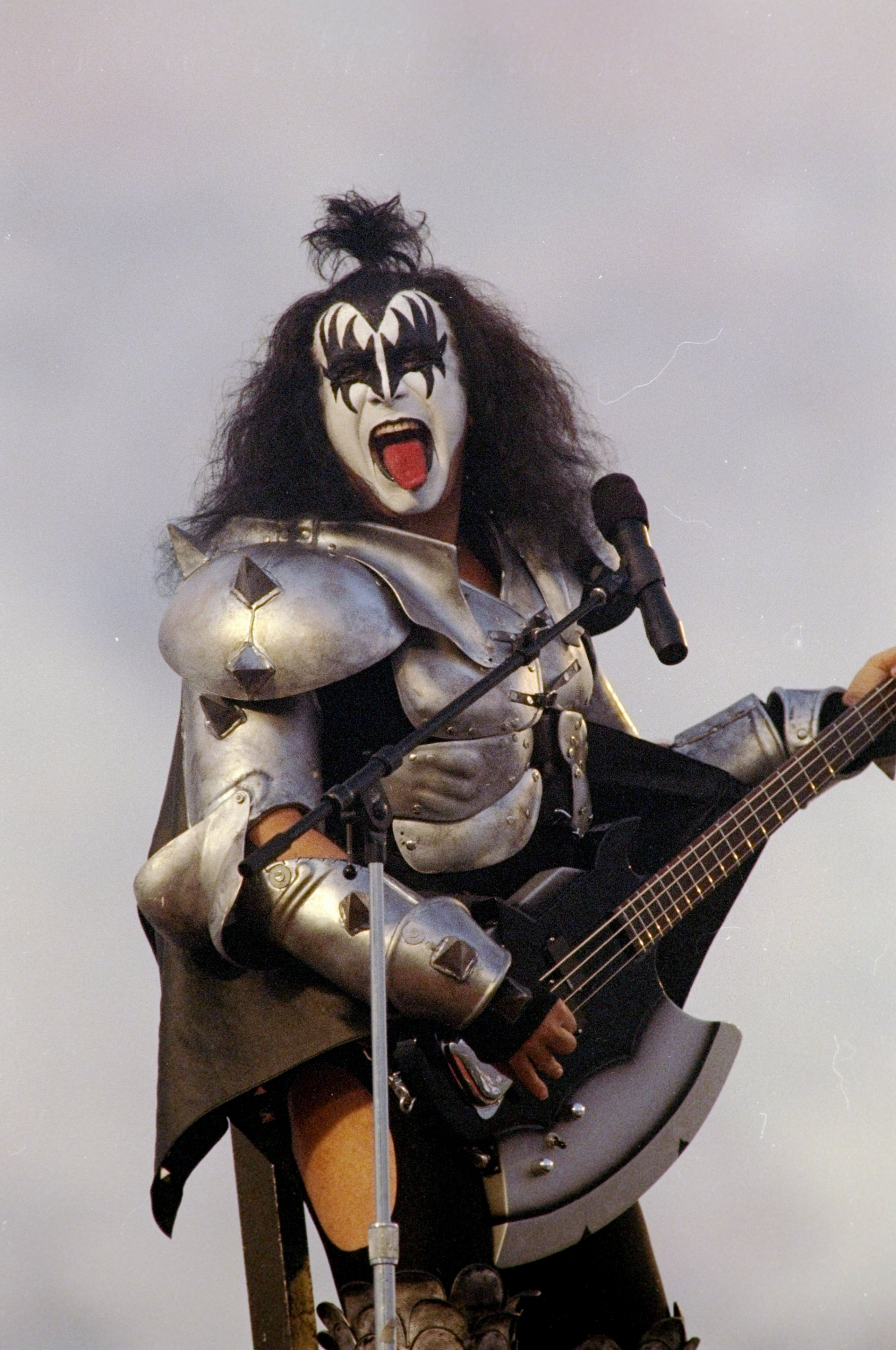 31 Jan 1999:  Gene Simmons of KISS performing during the pre-game special of the Super Bowl XXXIII Game between the Denver Broncos and the Atlanta Falcons at the Pro Player Stadium in Miami, Florida. The Broncos defeated the Falcons 34-19.