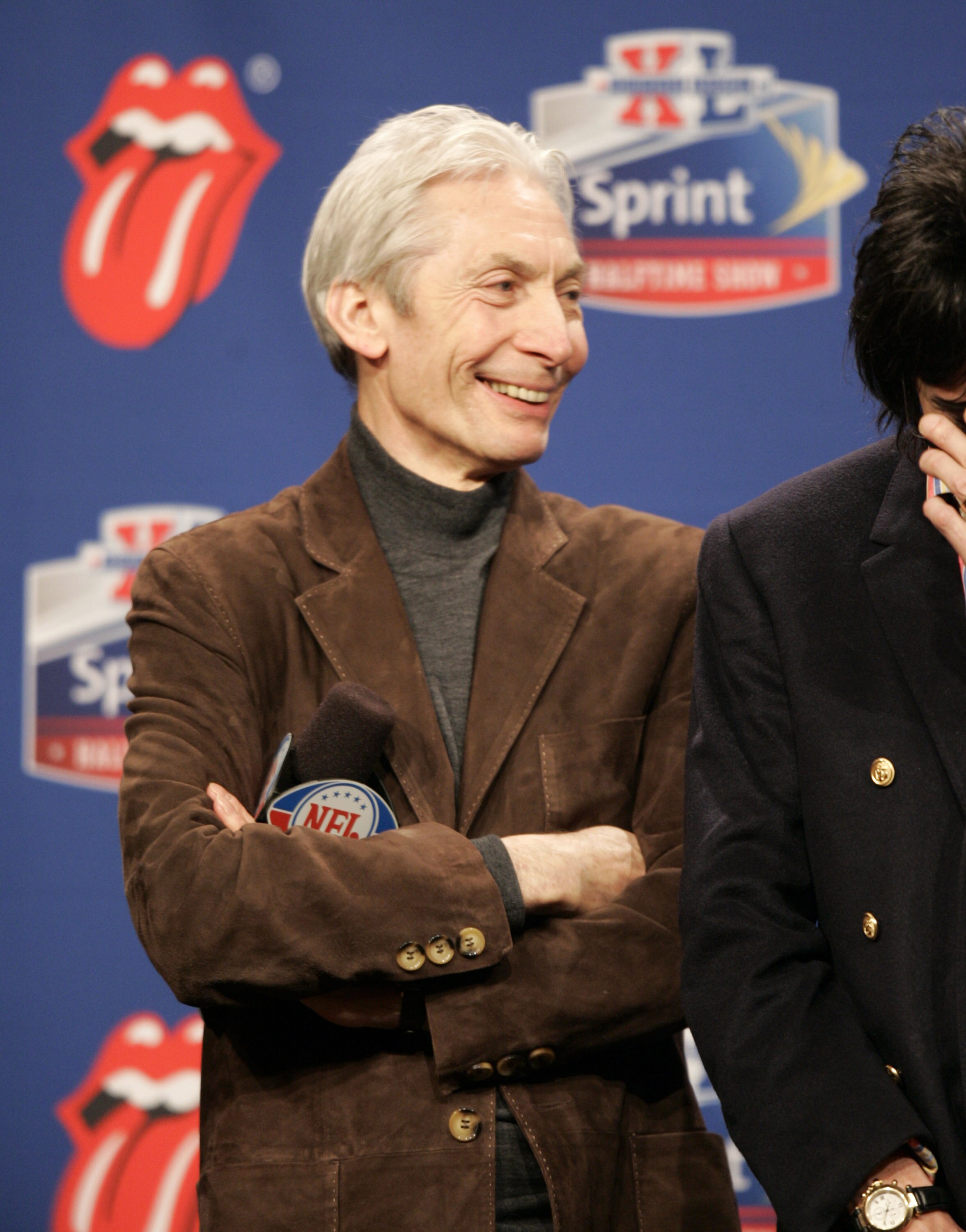 Charlie Watts of the Rolling Stones during the Half Time press conference at the Super Bowl XL Media Center at the Renaissance Center in Detroit, Michigan on February 2, 2006. (Photo by Mike Ehrmann/Getty Images)